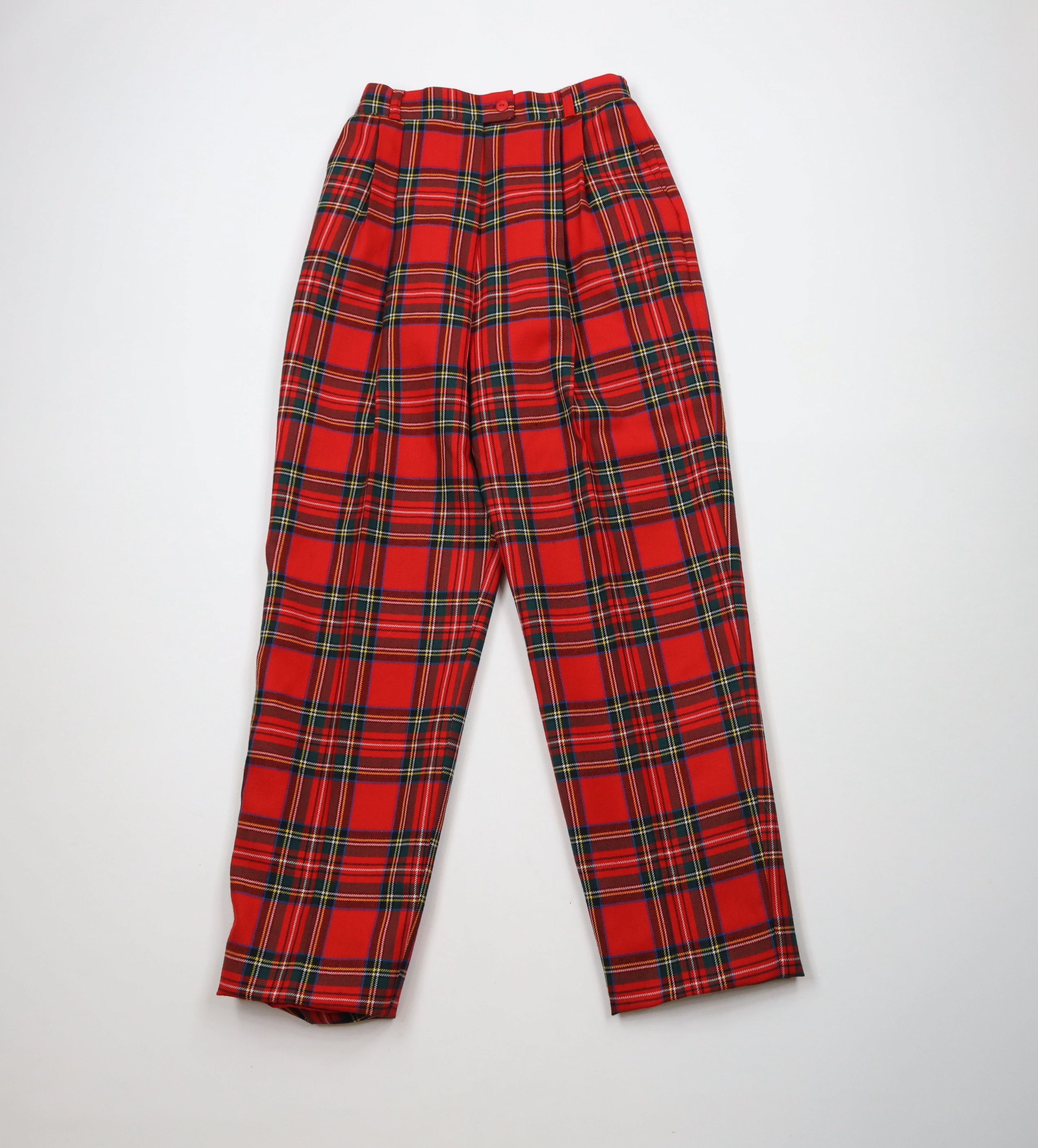 Vintage Vintage 90s Streetwear Pleated Wool Chino Pants Red Plaid Size 28" / US 6 / IT 42 - 1 Thumbnail