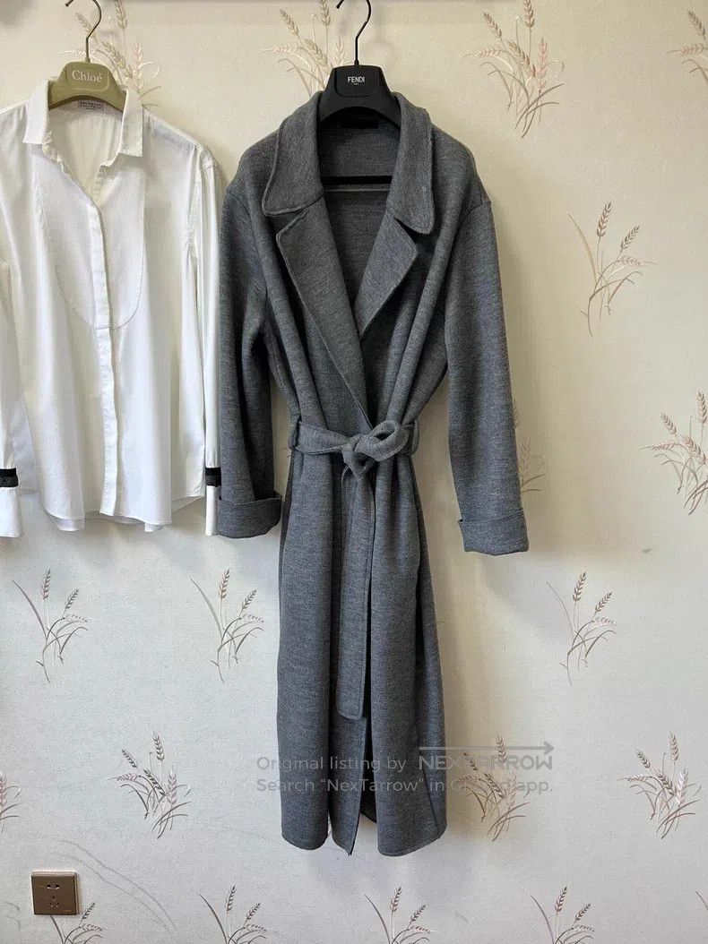 The Row The Row High-End Gray Belted Wool Coat Size L / US 10 / IT 46 - 2 Thumbnail