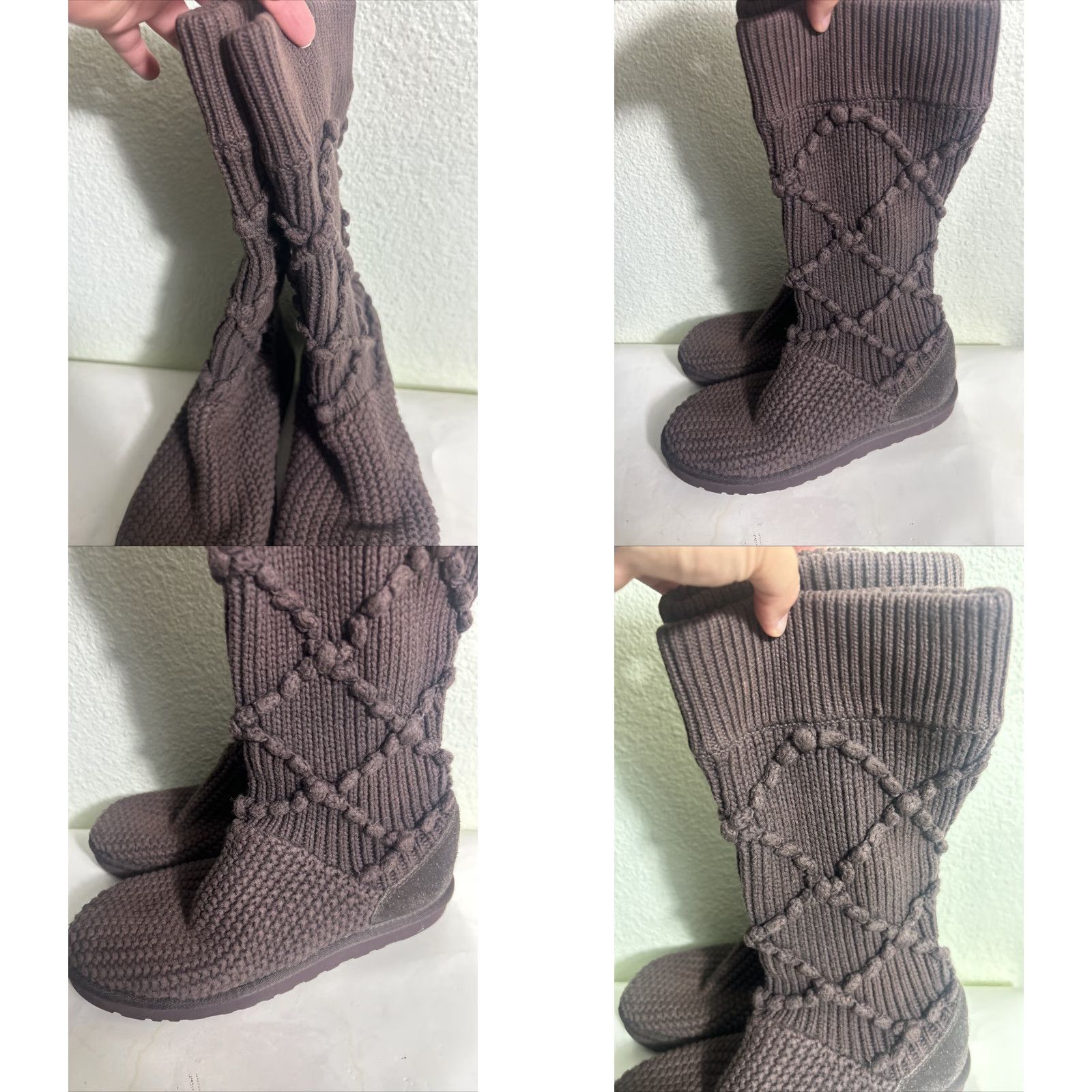 Ugg UGG Women 5879 Argyle Sweater Tall Cardi Knit Boots sz 8 Gray Solid Knit Boots Mid-Calf Flat Heel Women Shoes Size M / US 6-8 / IT 42-44 - 8 Thumbnail