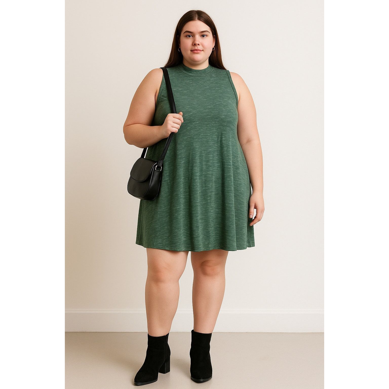 Almost Famous Minimalist Green Sleeveless Swing Dress Almost Famous 1X Size XXL / US 16-18 / IT 52-54 - 1 Thumbnail