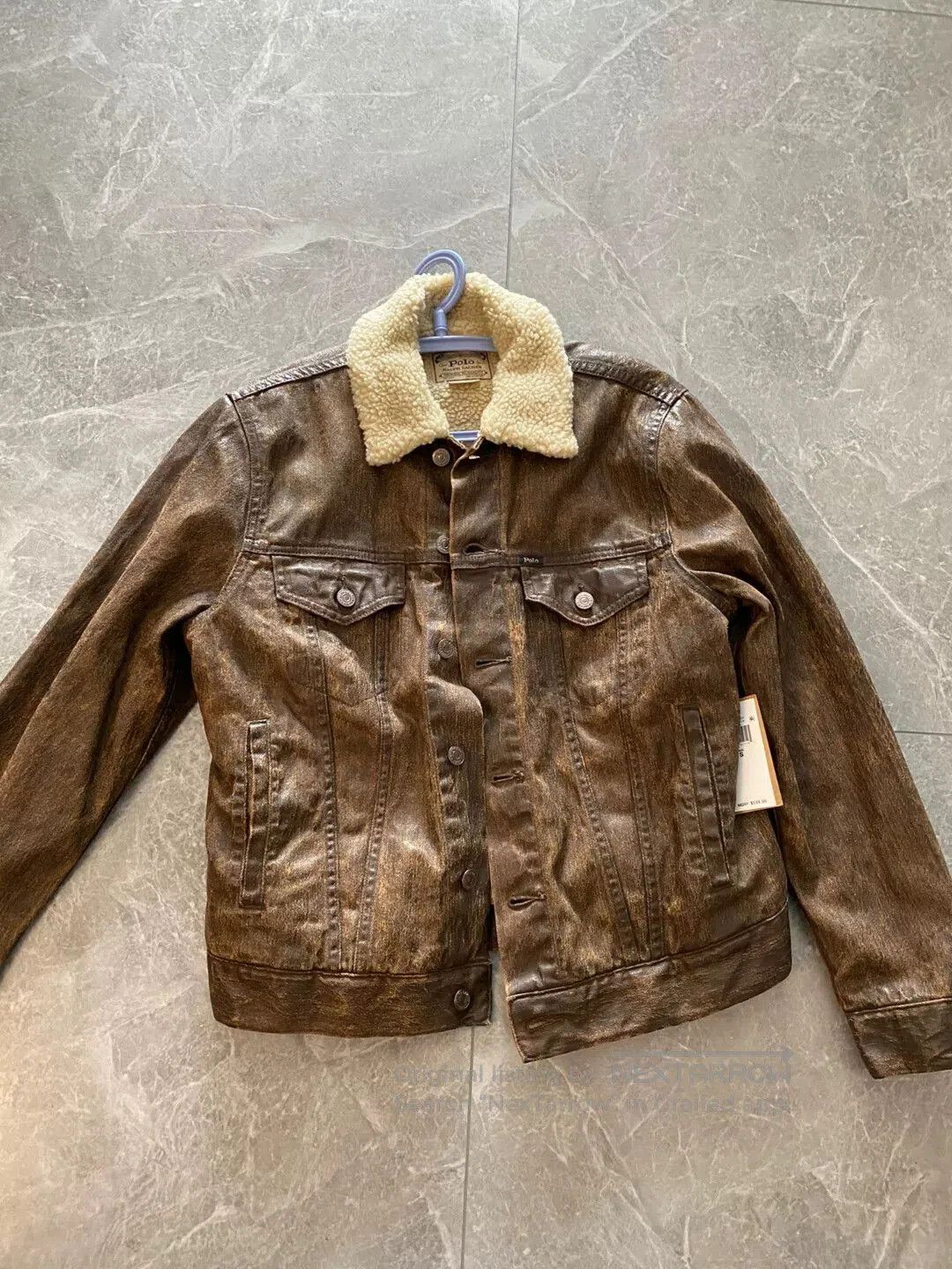 Polo Ralph Lauren brown leather jacket with fur collar. Size US S / EU 44-46 / 1 - 1 Thumbnail