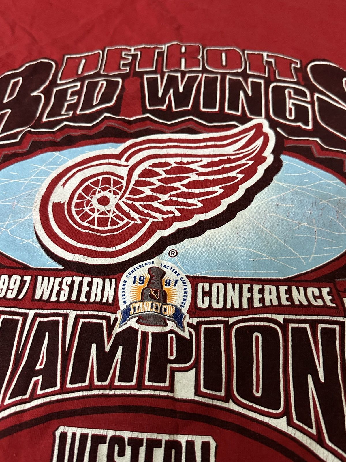 NHL × Vintage Vintage 1997 Detroit Red Wings Western Conference Shirt Size US XXL / EU 58 / 5 - 6 Thumbnail