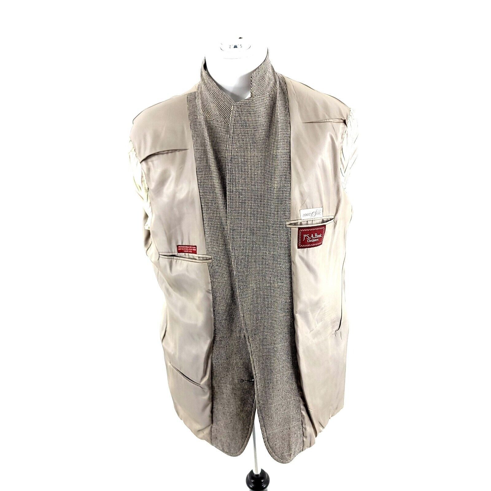 Jos. A. Bank Jos A Bank 100% Silk 2 Button Sport Coat Blue Tan Check W/ G Size 42R - 9 Thumbnail