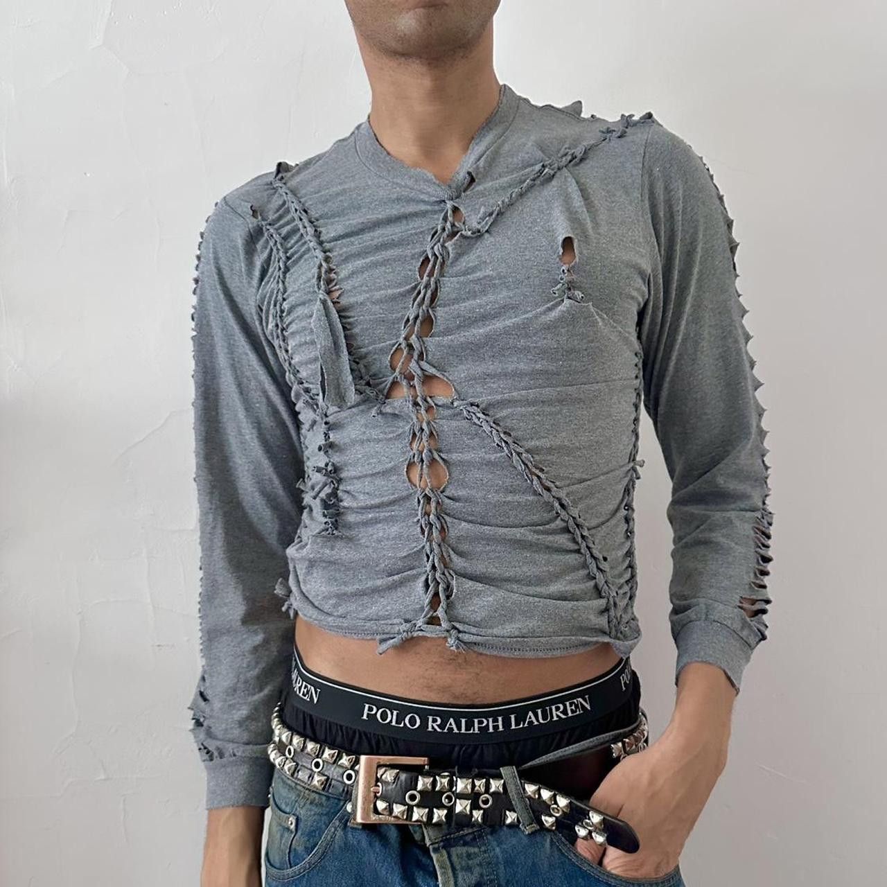 Gildan ASTROBOI* x Gildan 'Sl8' Gray Braided L/S T-Shirt - Large Size US L / EU 52-54 / 3 - 1 Thumbnail