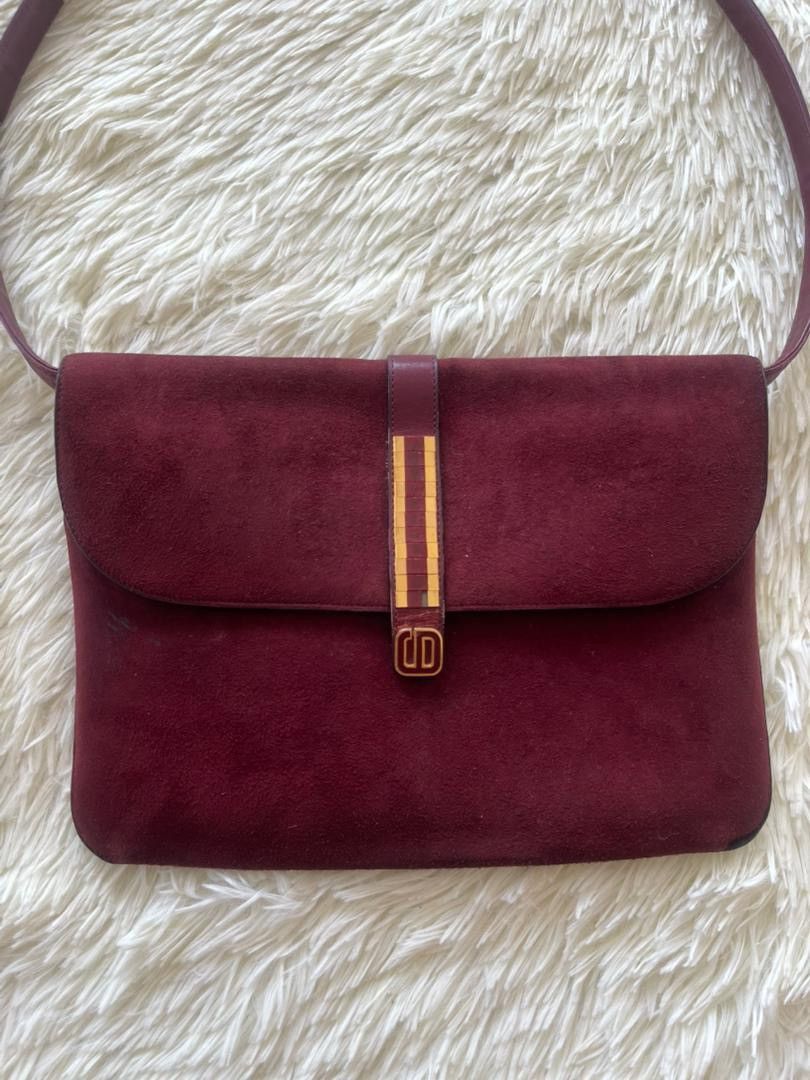 Christian Dior Monsieur Christian Dior Suede Leather Burgundy Shoulder Bag Size ONE SIZE - 4 Thumbnail