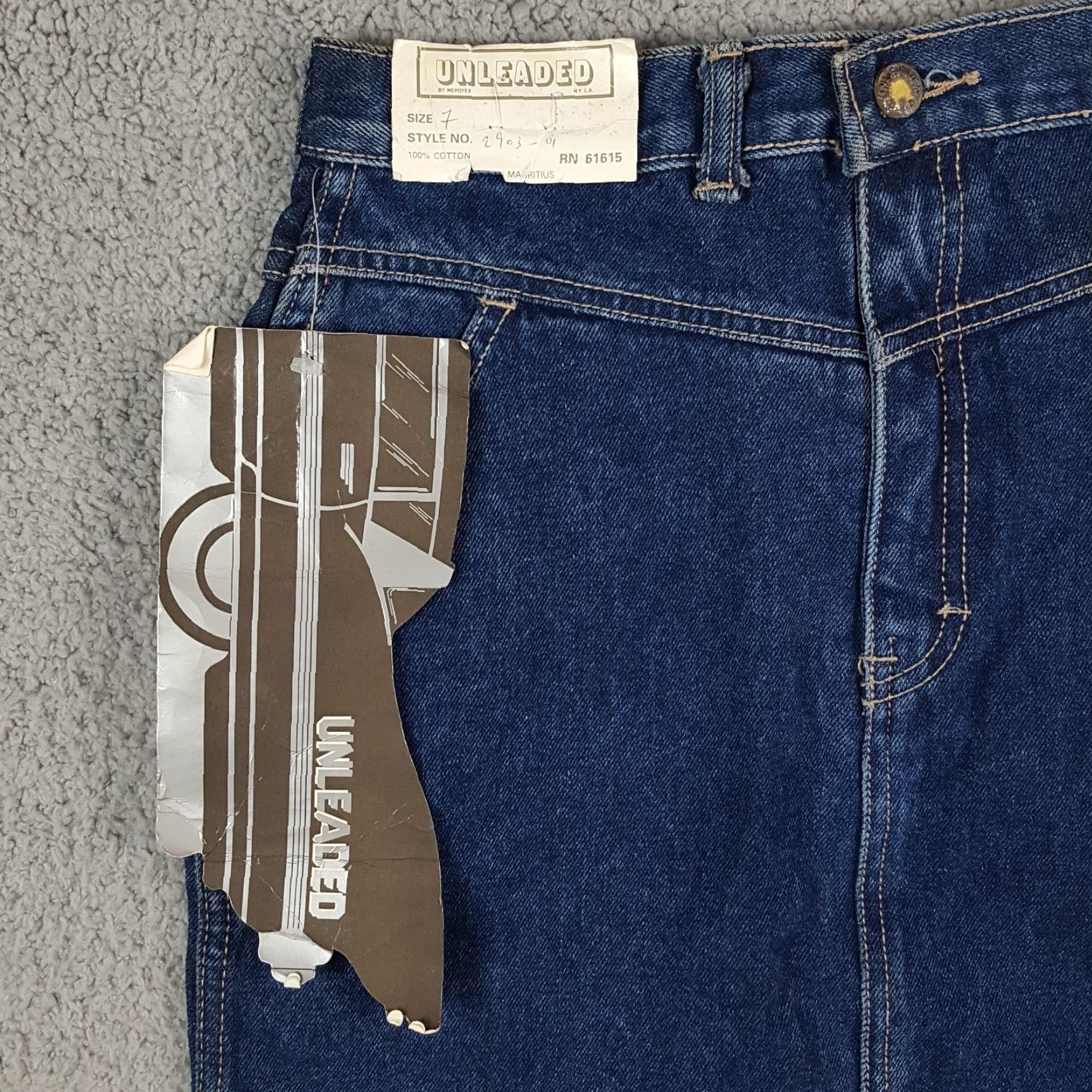 Vintage VINTAGE Unleaded Denim Skirt Western High Waist Short 7 Blue 80s 90s Biker Cowboy Women's Size 7 Womens Size 28" / US 6 / IT 42 - 2 Thumbnail