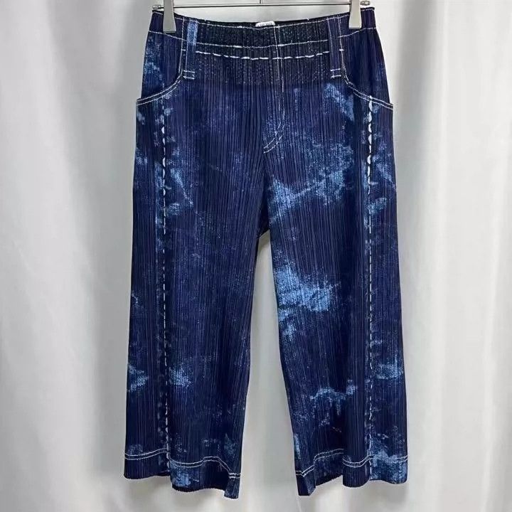 Issey Miyake Issey Miyake size:3 Blue denim pleated pants Size 22" - 1 Thumbnail