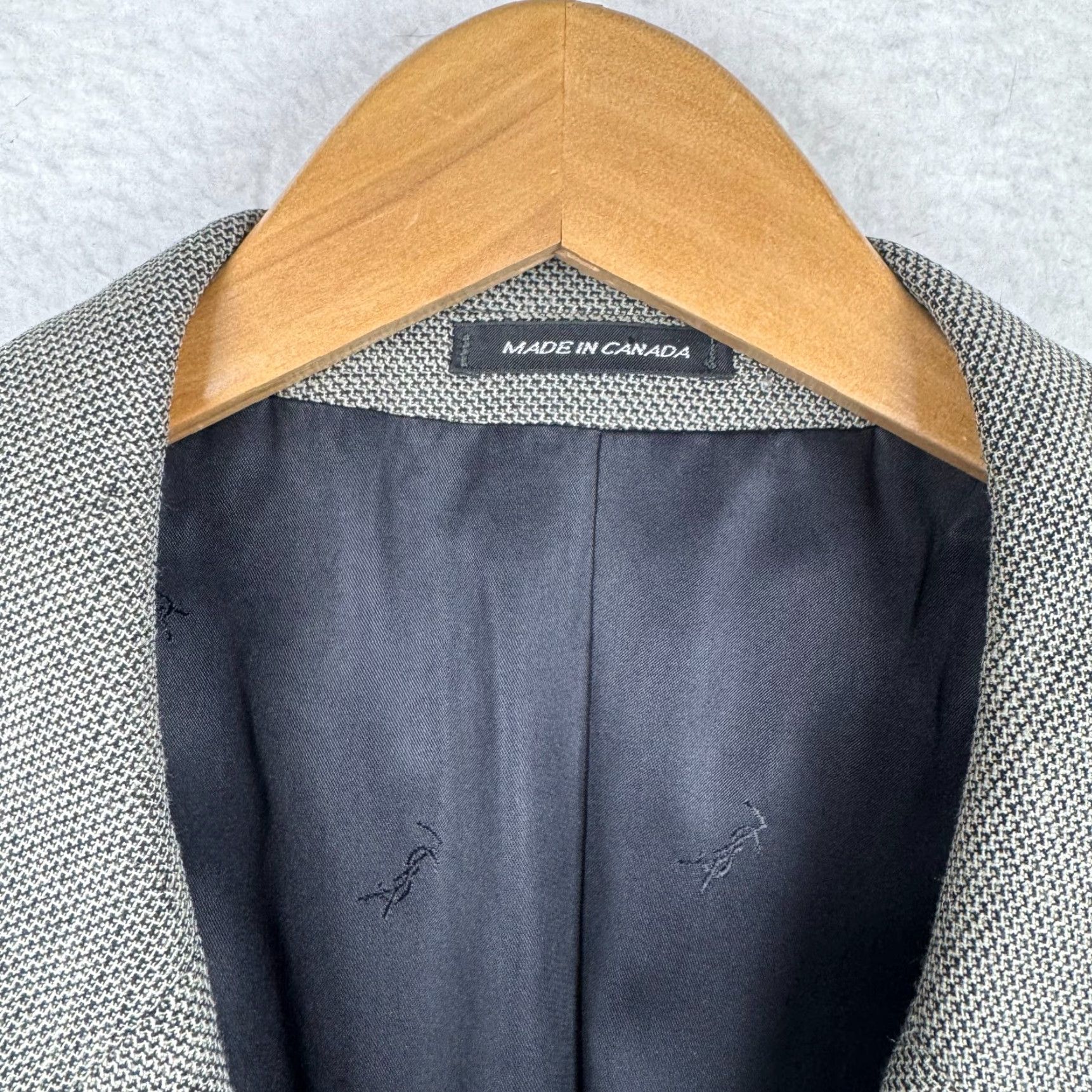 Yves Saint Laurent VINTAGE Yves Saint Laurent YSL Mens Blazer 2 Piece Wool Gray 46 90s Notch Lapel Suit Jacket Coat Regular Size 46R - 7 Thumbnail