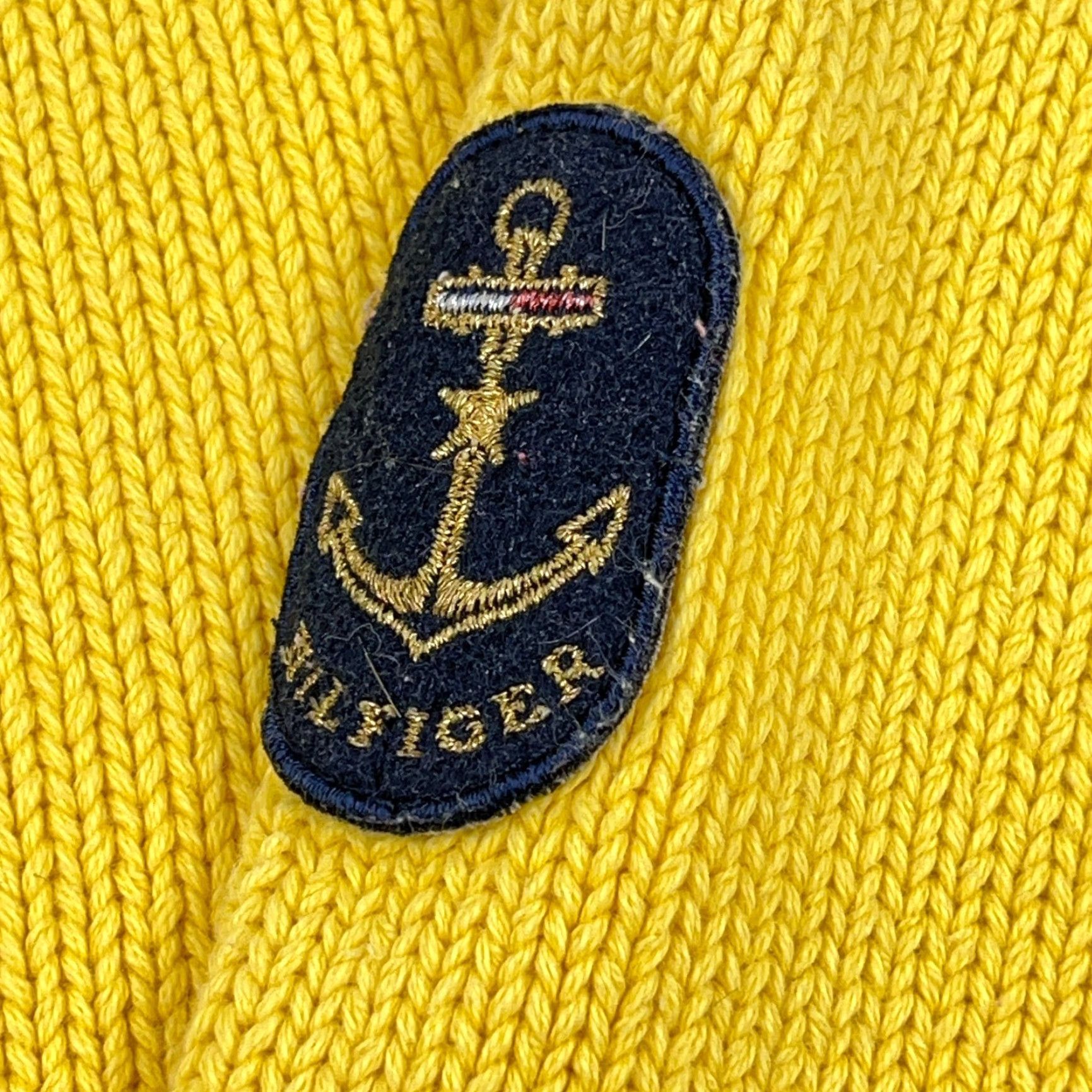 Tommy Hilfiger VINTAGE Tommy Hilfiger Sweater Shirt Women Large Yellow Chunky Knit H Logo Ribbed Mock Ladies Size L / US 10 / IT 46 - 3 Thumbnail