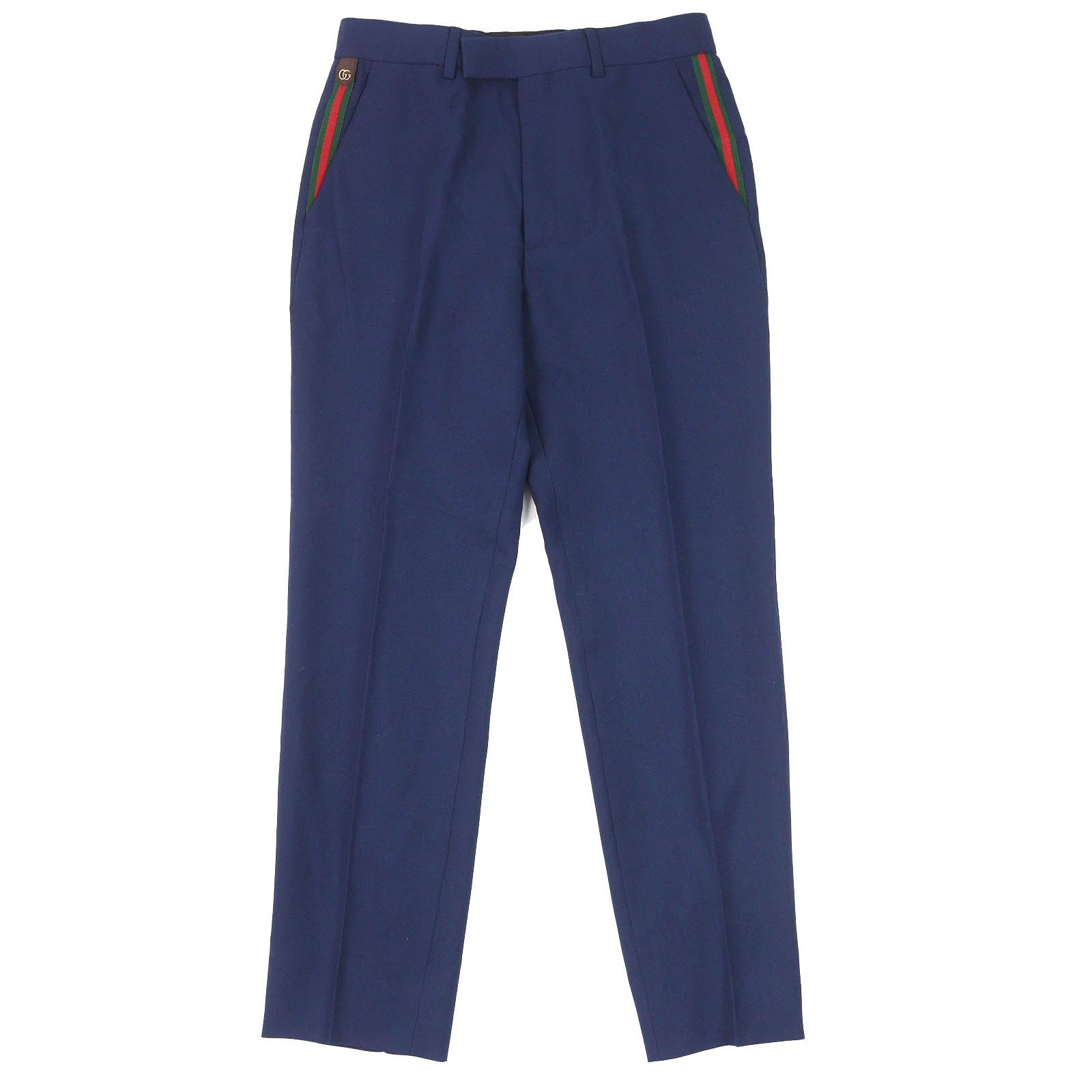 Gucci Gucci Gucci GG Marmont Webline Wool Slacks Leather Pants 698813 DUTY FREE for USA Size ONE SIZE - 1 Thumbnail
