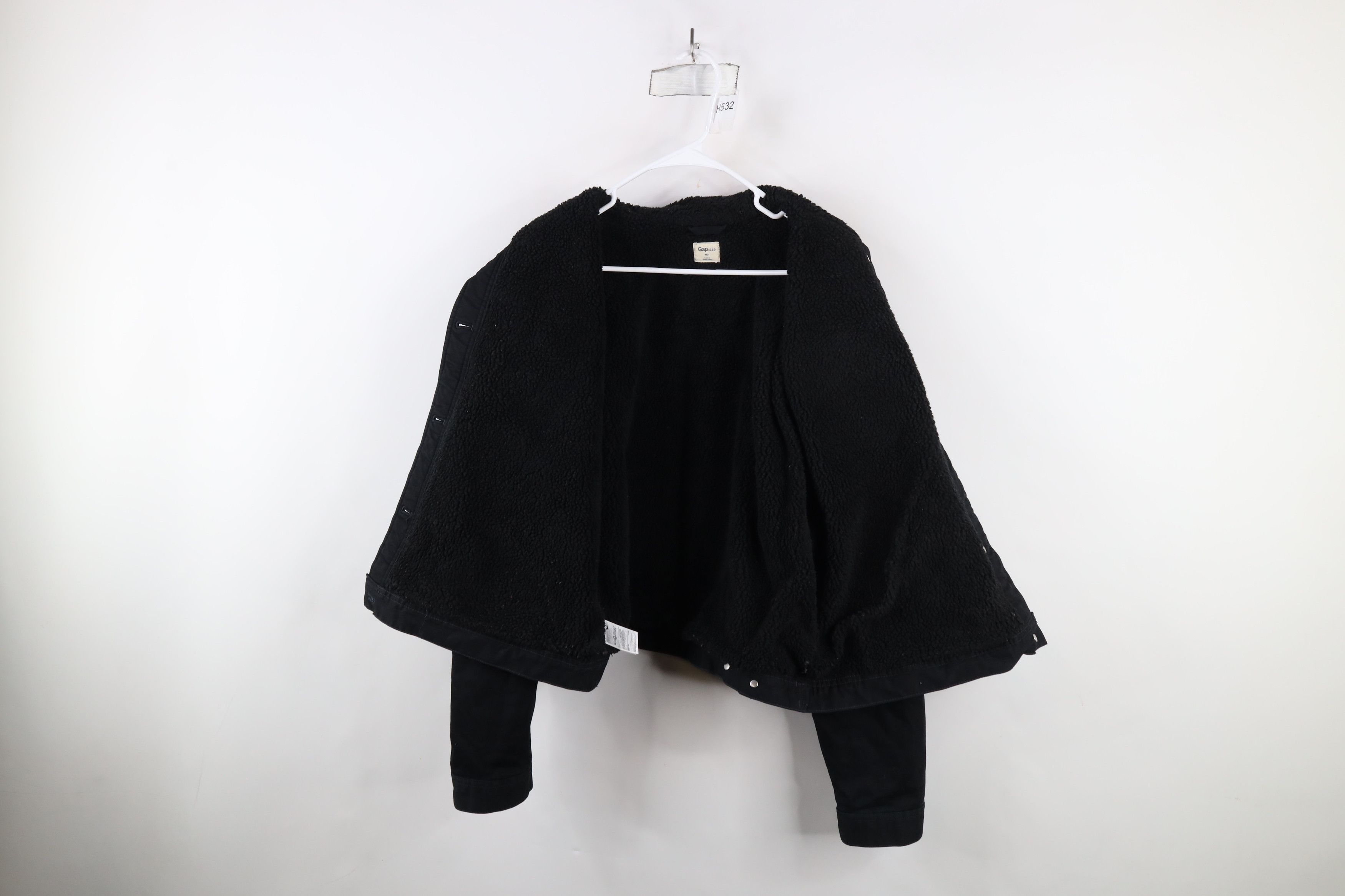 Gap × Vintage Vintage Y2K Gap Deep Pile Fleece Lined Trucker Jacket Black Size XL / US 12-14 / IT 48-50 - 10 Thumbnail