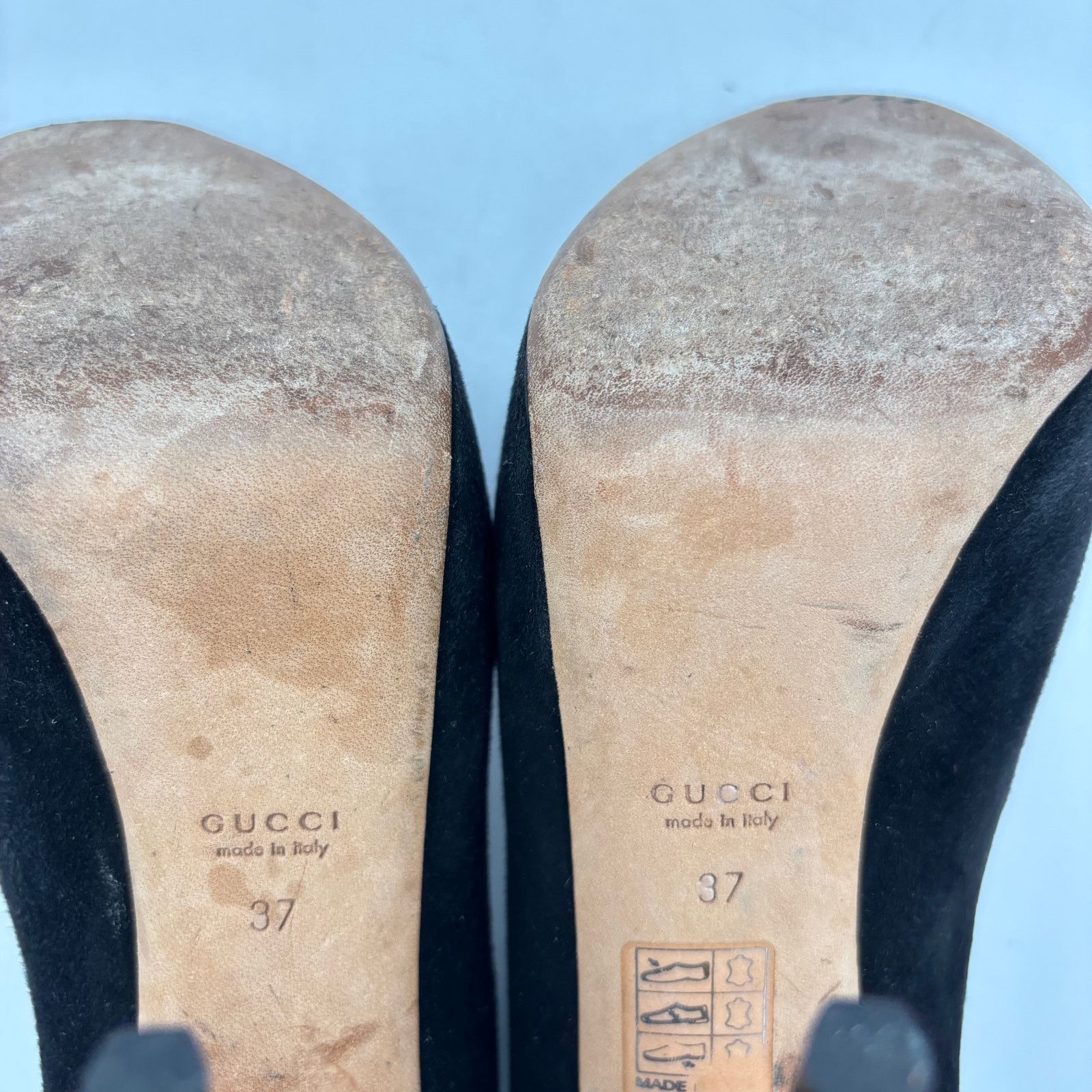 Gucci Gucci Sophia Black Suede Peep Toe Pumps Heels Women's 37 Size US 7 / IT 37 - 9 Thumbnail