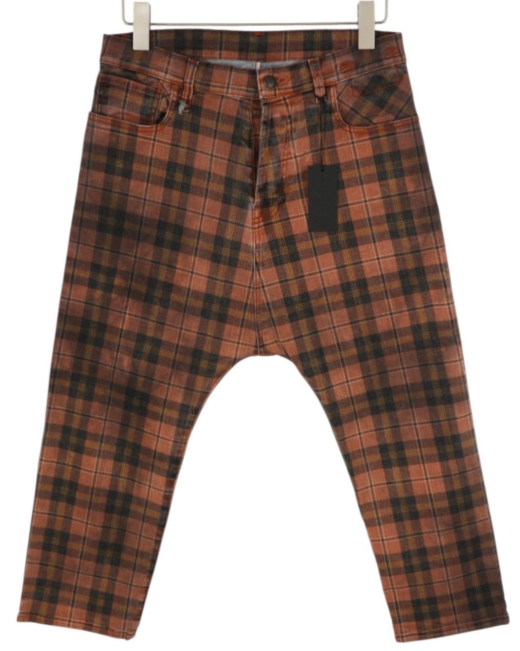TAILORED DROP 27 Ash Red Plaid Ankle Crop Relaxed 85770