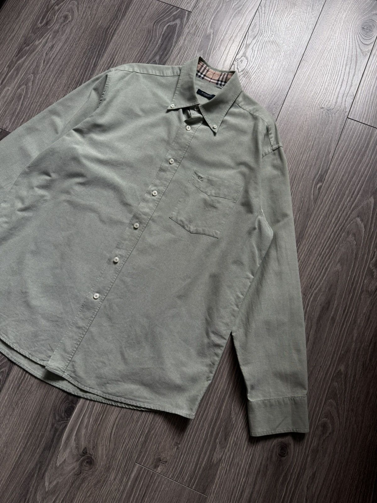 Burberry Burberry Green Logo Checkered Colar Shirt 43 Size US L / EU 52-54 / 3 - 3 Thumbnail