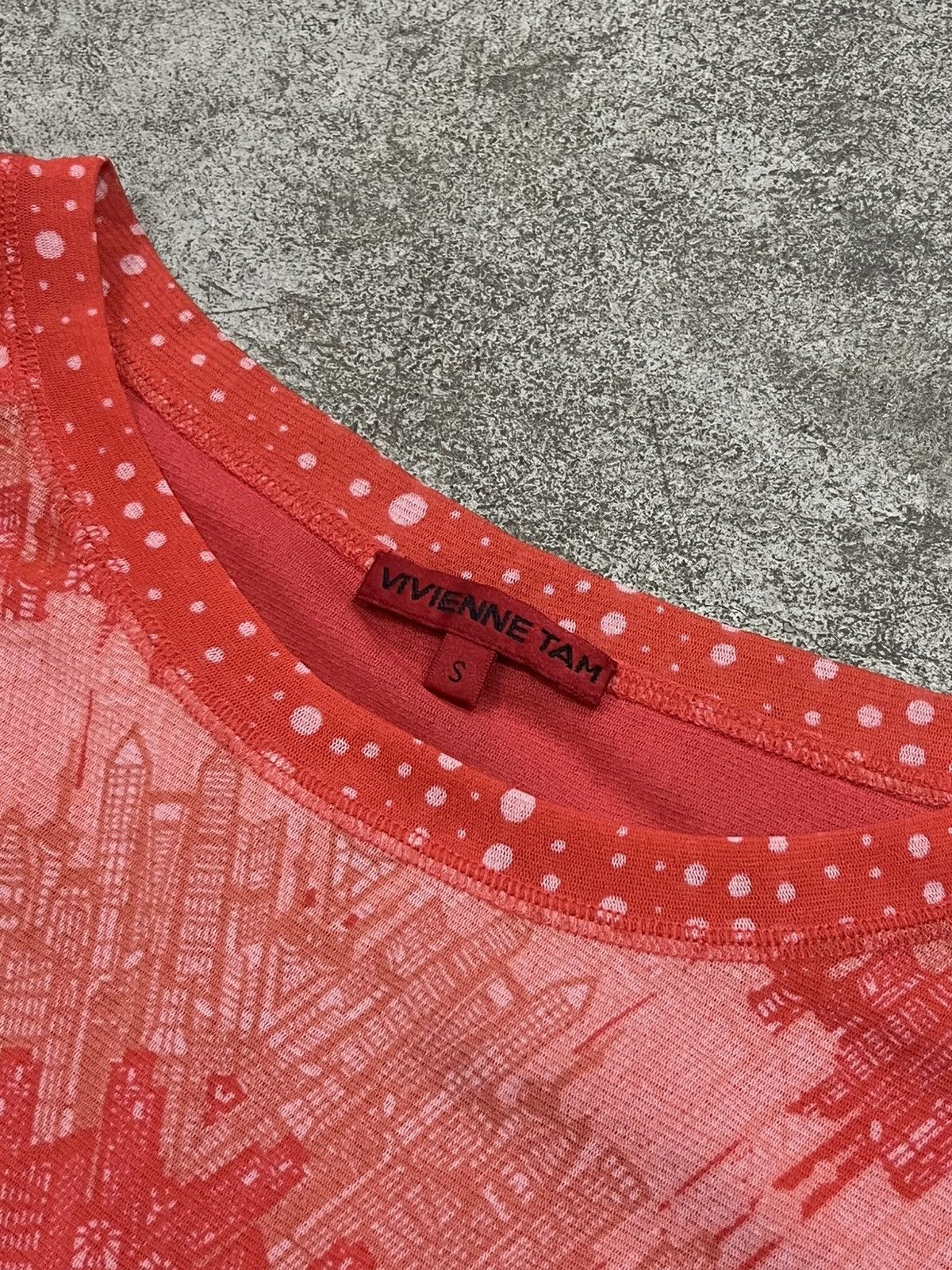 Vivienne Tam Vivienne Tam "Red Building" Sleeveless Mesh Top Size S / US 4 / IT 40 - 4 Thumbnail