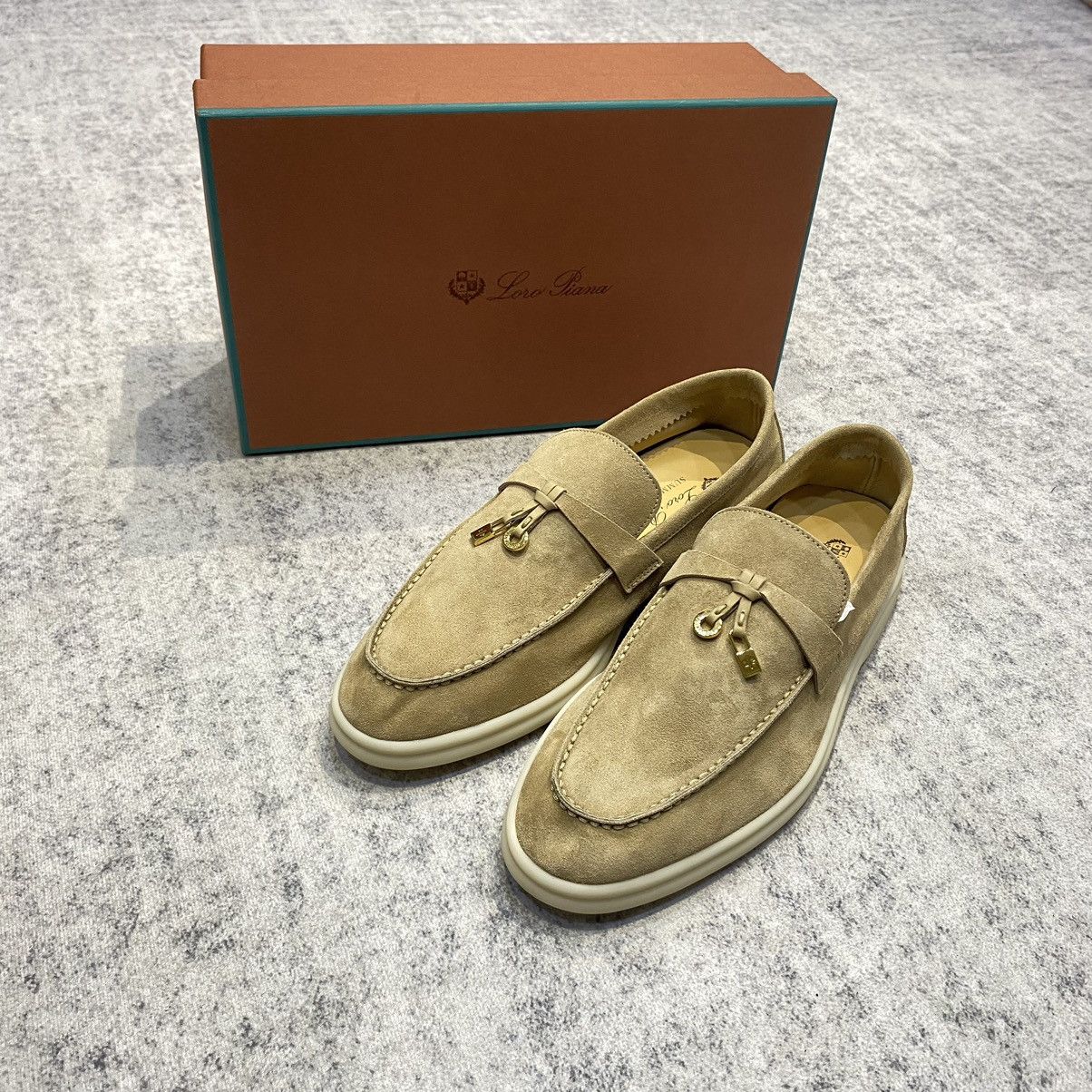 Loro Piana Loro piana summer walk charm suede beige loafer Sadstone Size US 8.5 / IT 38.5 - 1 Thumbnail
