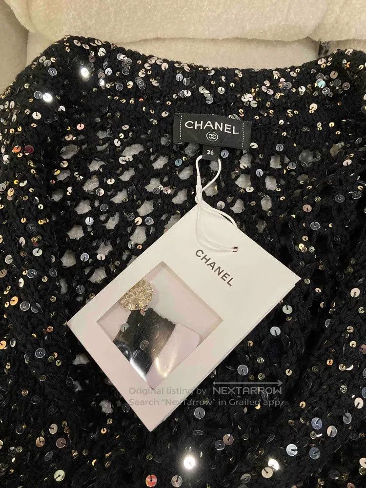 Chanel Chanel Black sequined lapel cardigan jacket Size XS / US 0-2 / IT 36-38 - 6 Thumbnail