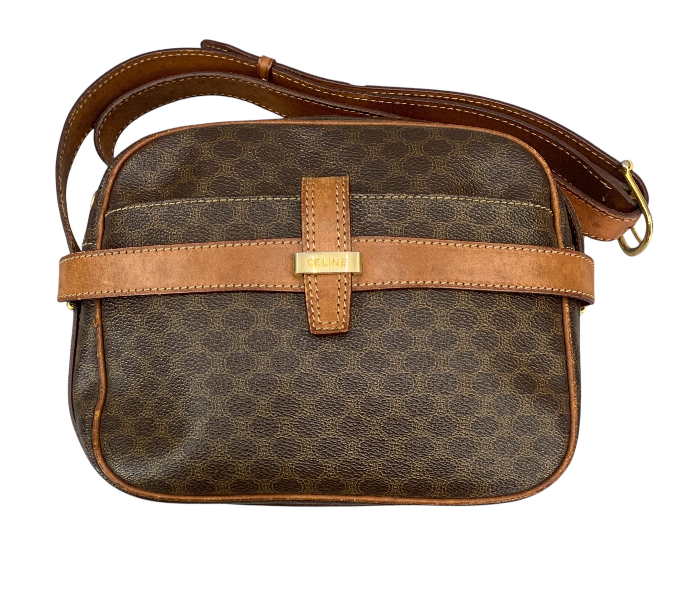 Celine Macadam Sling Bag Unisex Crossbody Bag in Brown, Women's