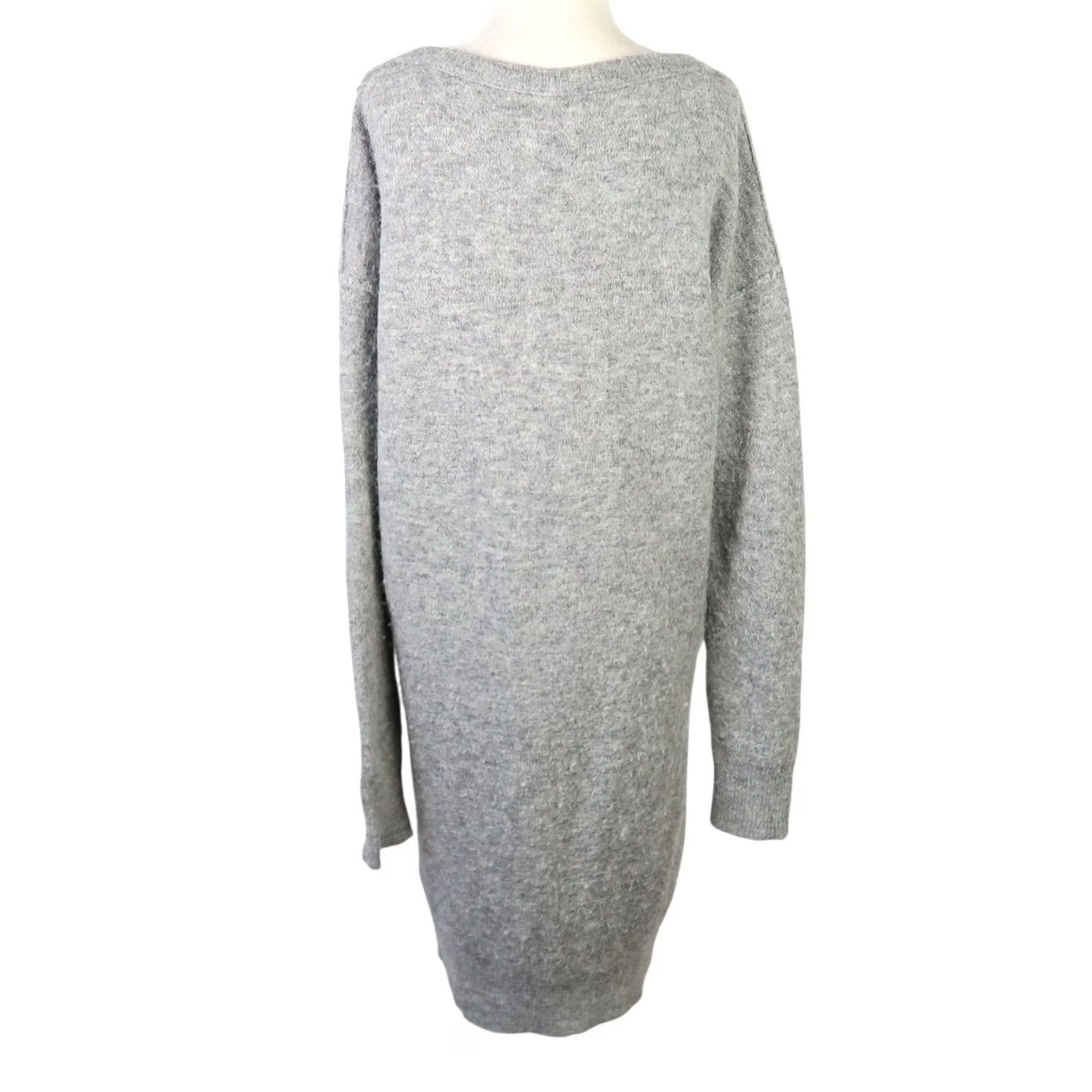 Velvet Velvet by Graham & Spencer Sweater Dress Wool Blend Knit V-Neck Long Sleeve Grey L Women, Knee Length, Fall Winter Spring Size L / US 10 / IT 46 - 4 Thumbnail