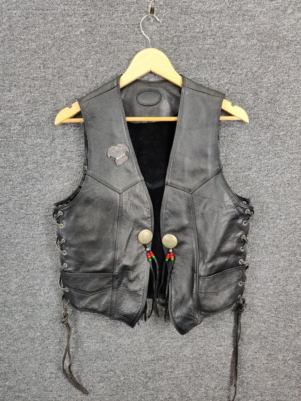 Genuine Leather Vintage Motorcycle Laced Black Leather Vest Size US M / EU 48-50 / 2 - 1 Thumbnail