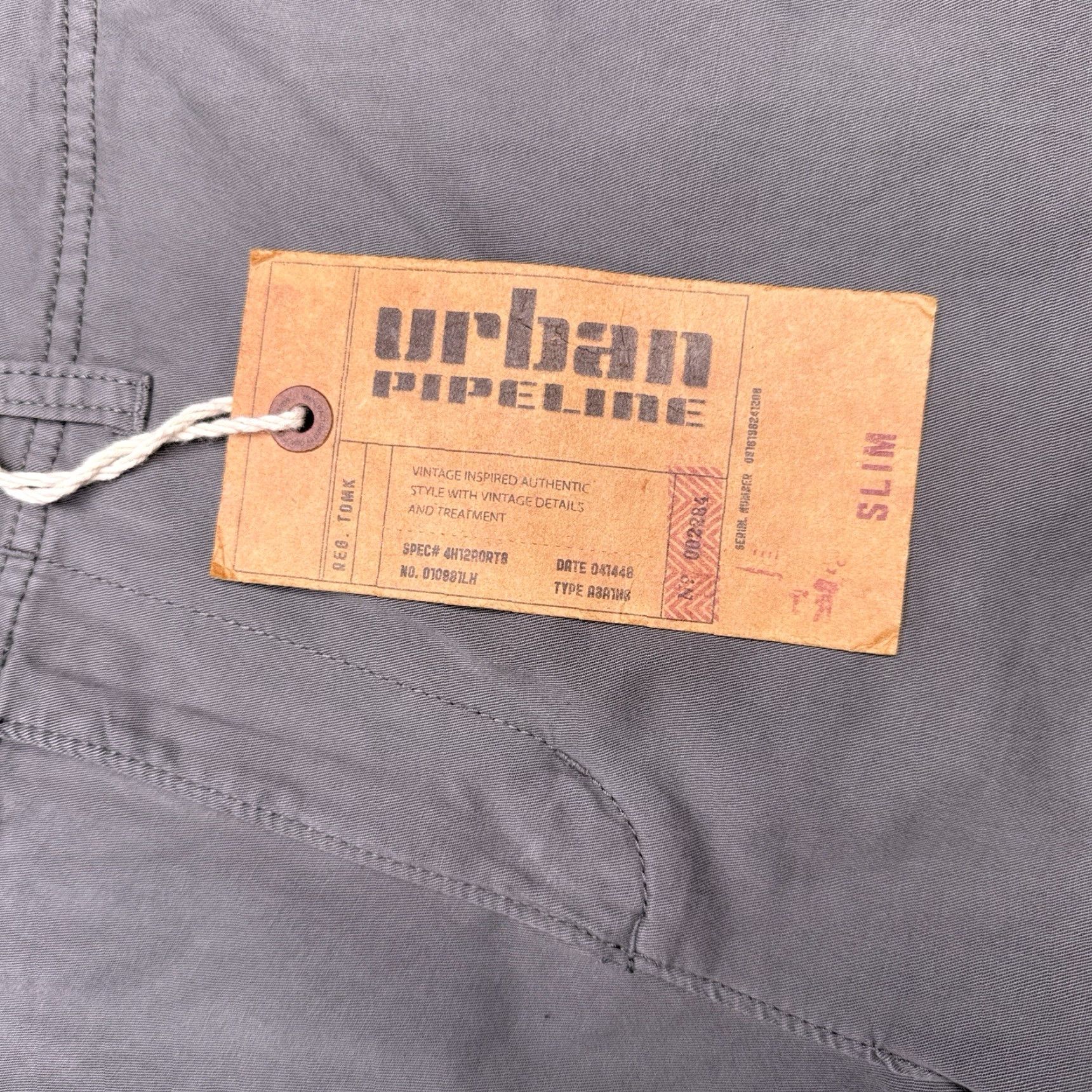 Vintage Urban Pipeline Pants Mens 34x30 Gray Slim Straight Chino Twill Cotton Mid Rise Zip Casual New Size US 34 / EU 50 - 4 Thumbnail