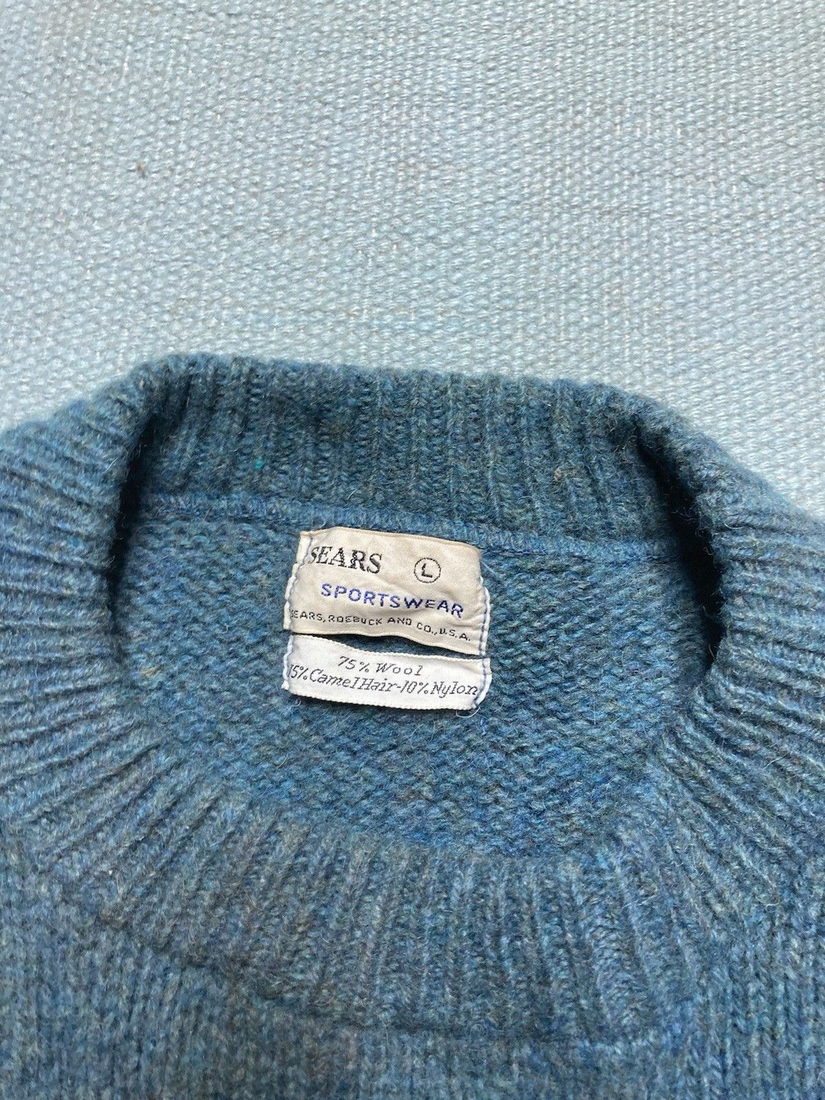 Vintage 50s 60s knit sweater sears wool camel blend distressed large Size US L / EU 52-54 / 3 - 4 Thumbnail