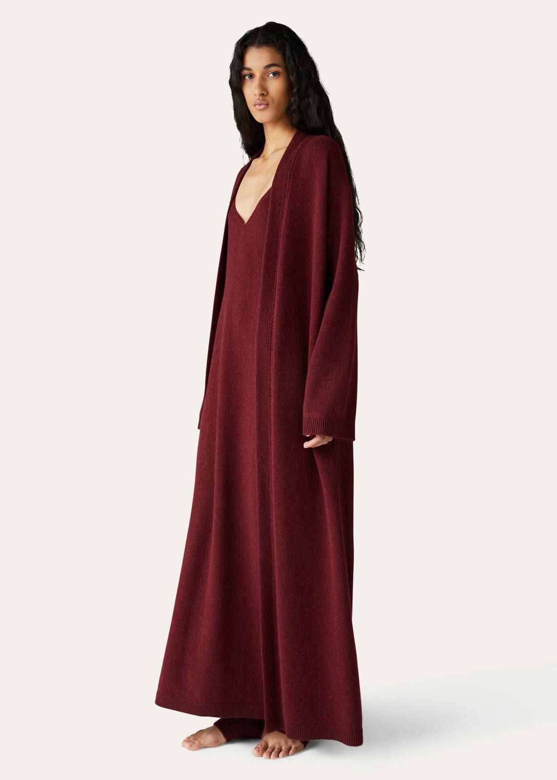 Loro Piana o1srvl11e1124 Cocooning Long Cardigan in Burgundy Size XS / US 0-2 / IT 36-38 - 3 Thumbnail