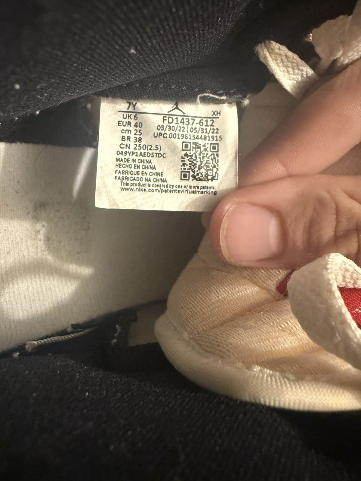 Jordan retro 1 high lost & found size 7