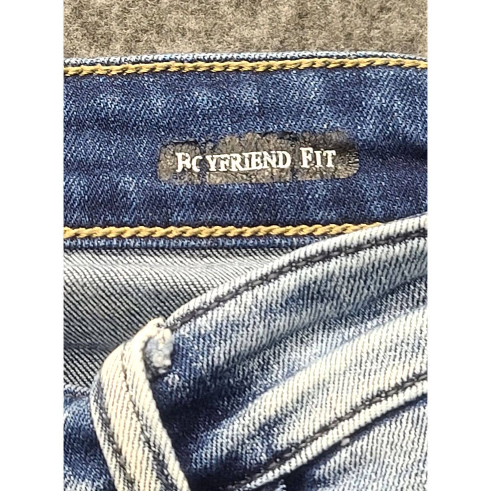 Vintage Judy Blue Jeans Womens 34x30 Boyfriend High Rise Button Fly Distressed Raw Blue Denim Regular 5-Pocket Rise: High Mens? Size 24" / US 00 / IT 34 - 3 Thumbnail
