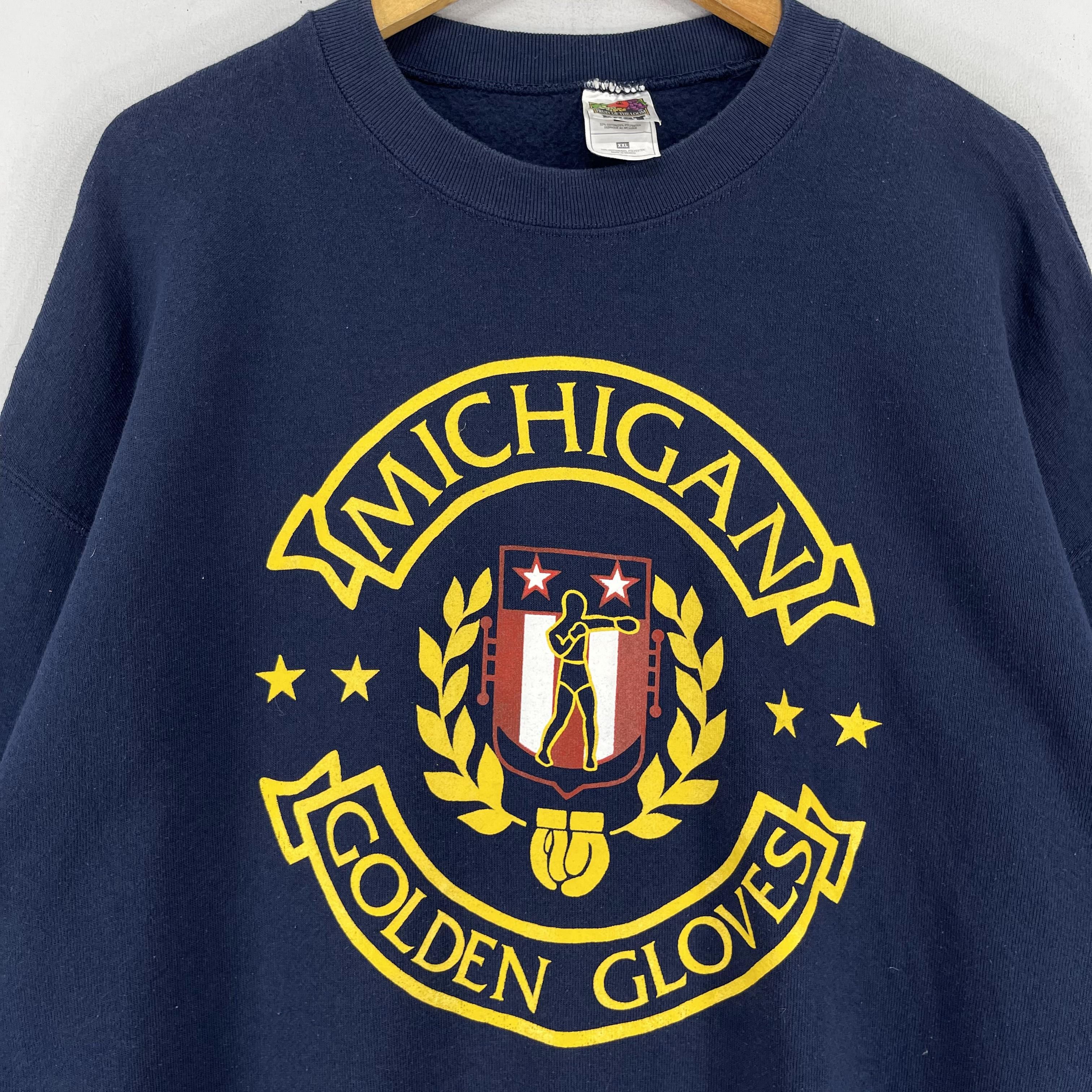 Vintage Vintage MICHIGAN Golden Gloves Boxing Printed Sweatshirt Size US XXL / EU 58 / 5 - 2 Thumbnail