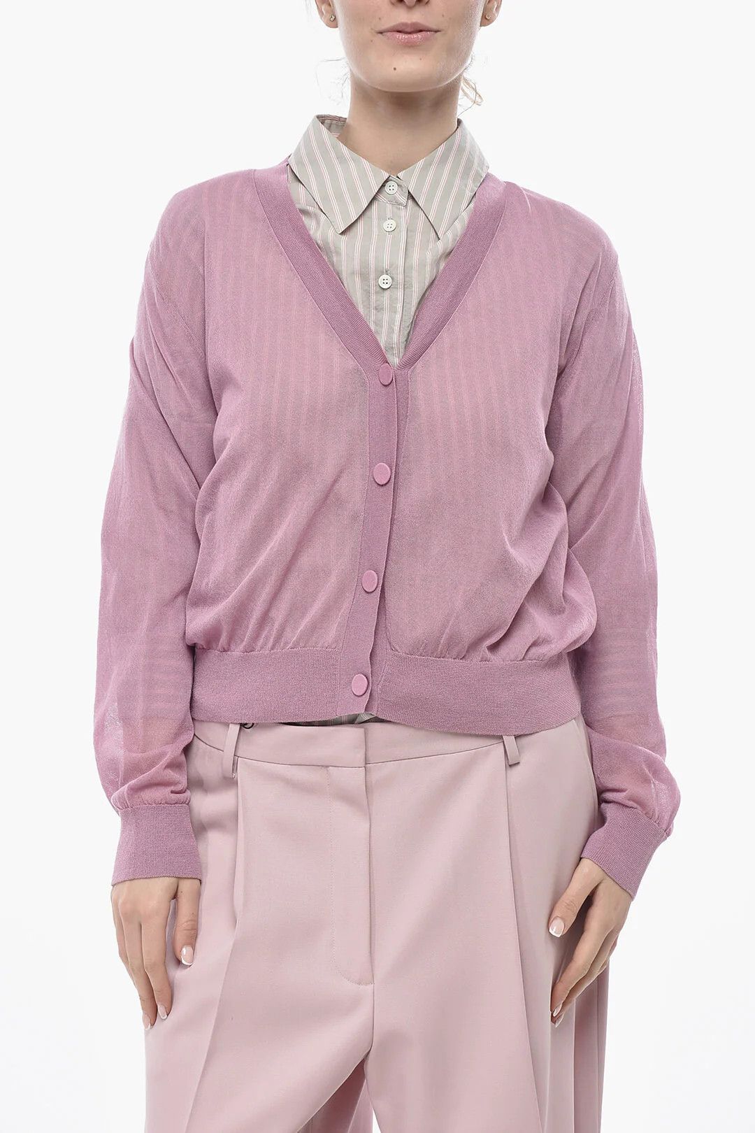Dries Van Noten og1mm0426 Cotton-Blend Cardigan in Pink Size S / US 4 / IT 40 - 1 Thumbnail