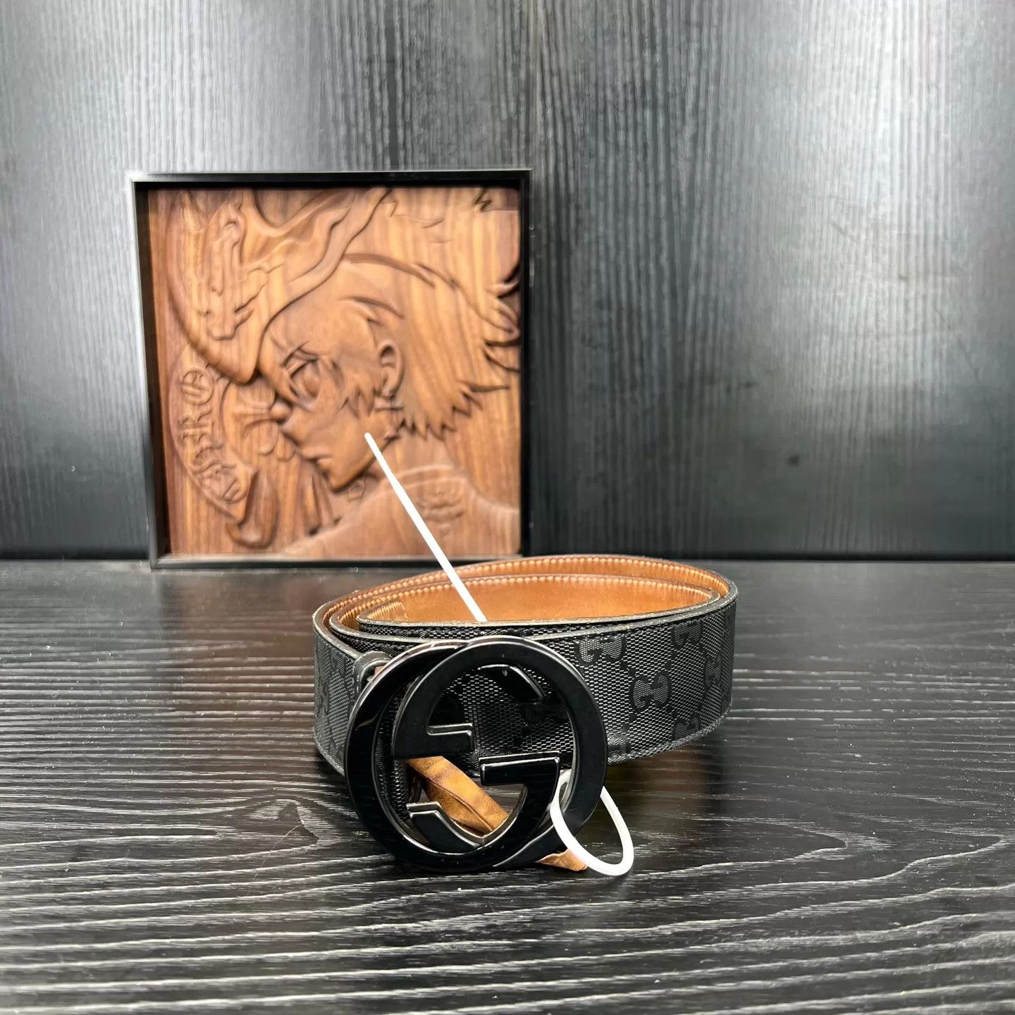 Gucci GUCCI Black Full Print Belt 85/34 Size ONE SIZE - 1 Thumbnail