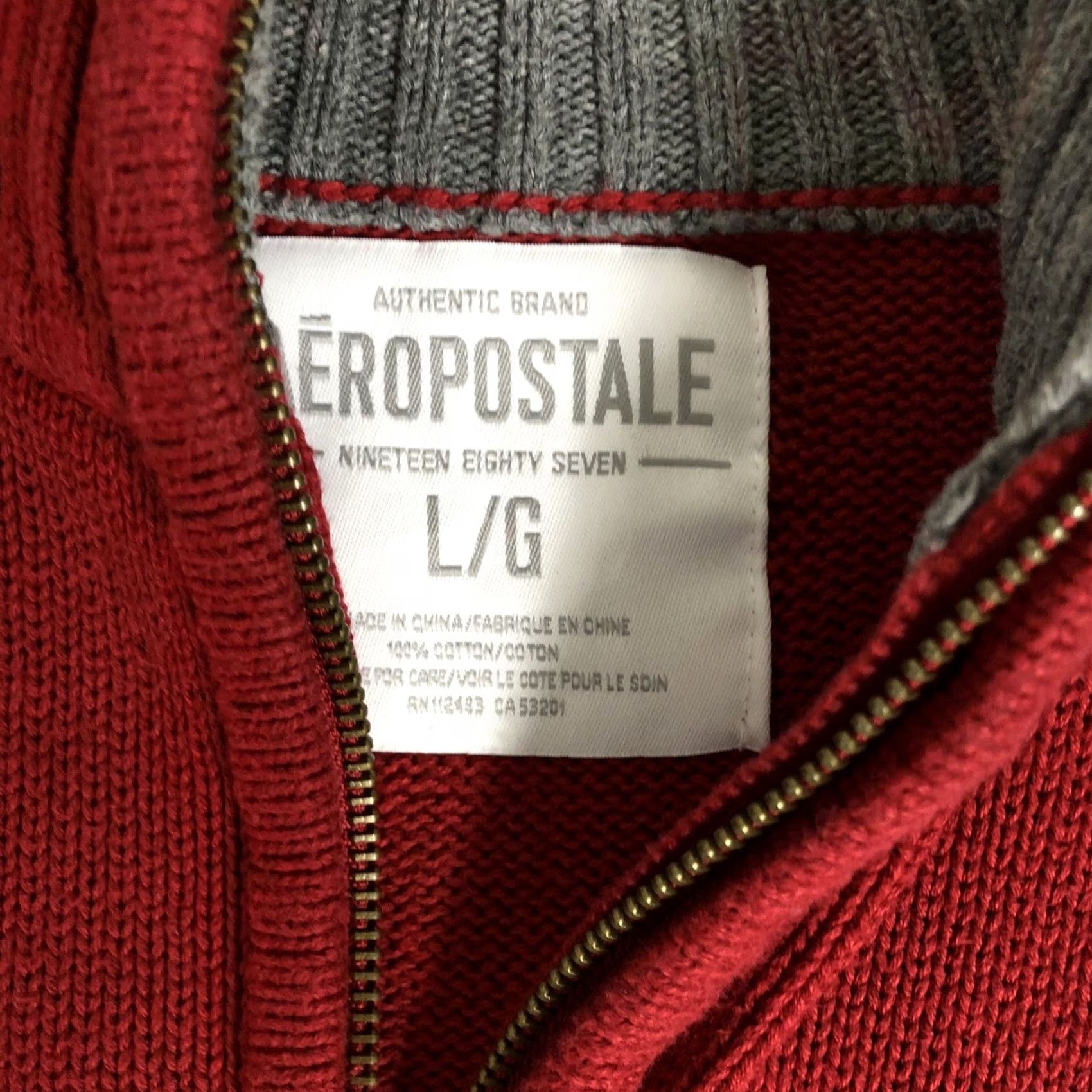 Vintage VINTAGE Women’s Aeropostale Sweater 1/4 Zip Long Sleeve Red Large G24 Size L / US 10 / IT 46 - 4 Thumbnail