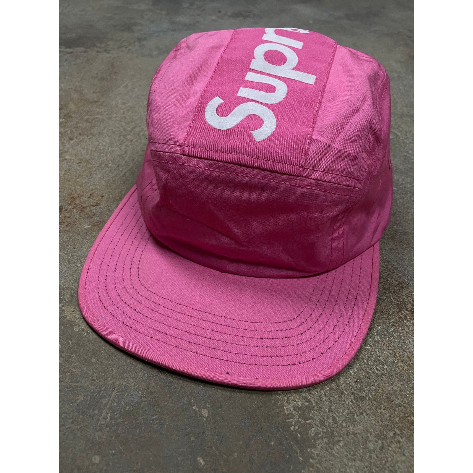 Supreme Supreme Nylon Cap Pink White Used OS Size ONE SIZE - 1 Thumbnail
