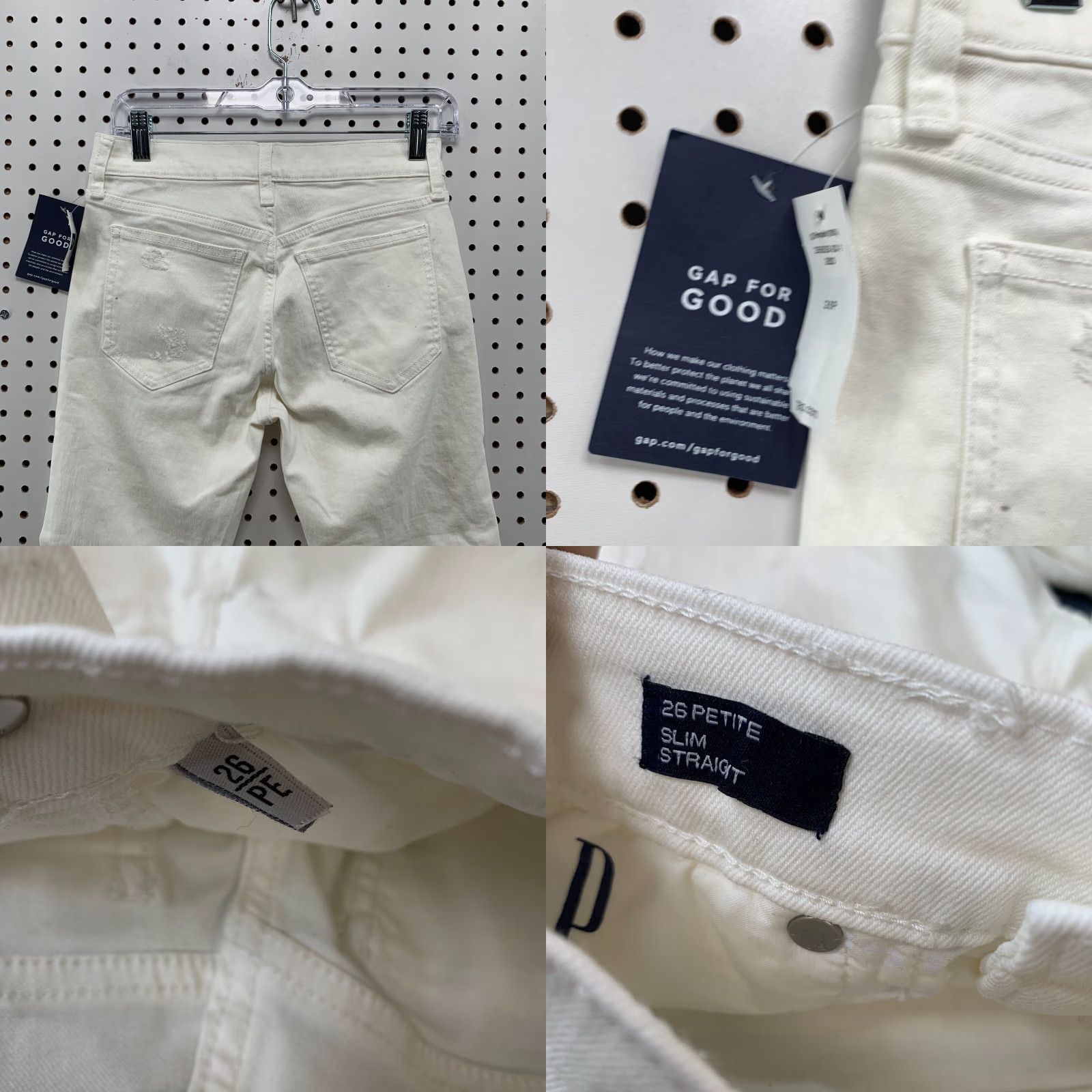 Gap GAP White Denim Jeans Womens Petite 26 Slim Straight Casual 26P NWT Size 26" / US 2 / IT 38 - 10 Thumbnail