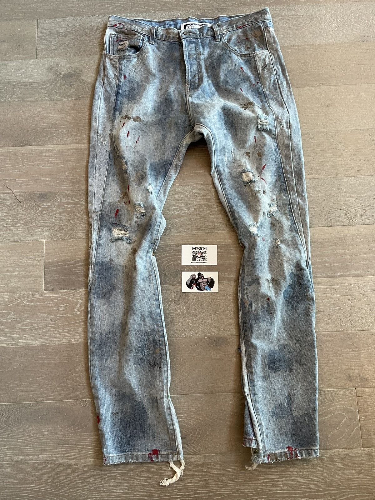 RRR-123 RRR123 Painted Repented Pants Indigo Size US 34 / EU 50 - 2 Thumbnail