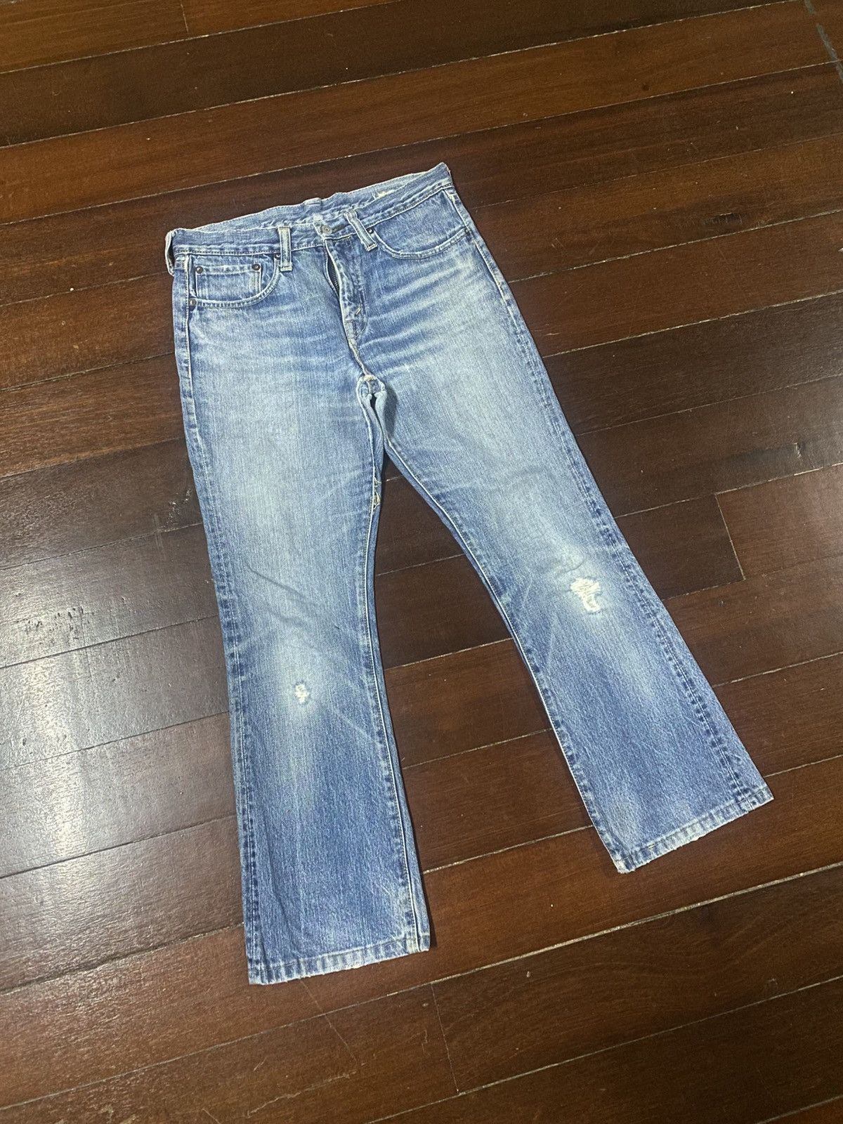 Sugar Cane Vintage sugar cane denime mud wash wide bootcut distressed Size 31" - 2 Thumbnail