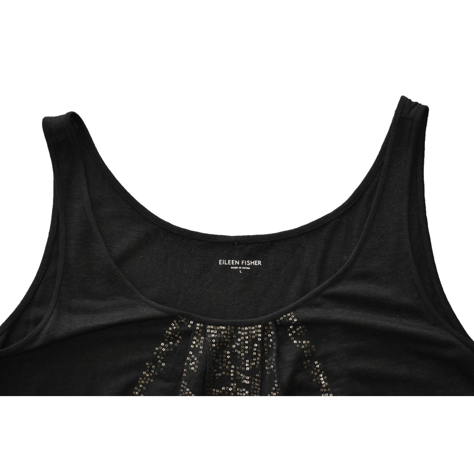 Eileen Fisher NEW EILEEN FISHER Linen Sequin Pleated Detail Tank Top Sz L Size L / US 10 / IT 46 - 5 Thumbnail