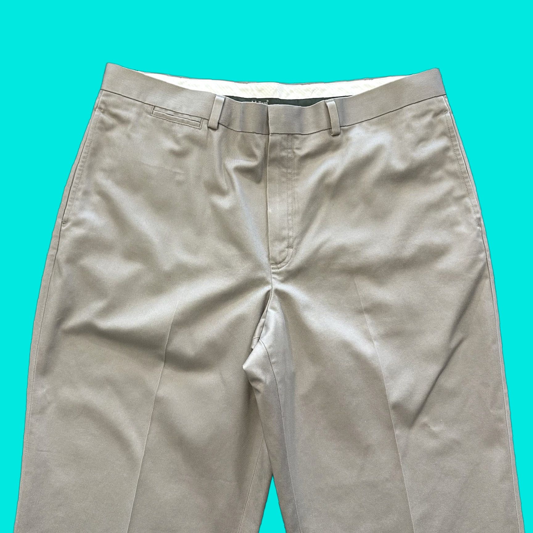 Vintage L.L. Bean Khaki Pants Mens 38x29 Beige Cotton Flat Front 5-Pocket Regular Stretch IS Size US 38 / EU 54 - 1 Thumbnail