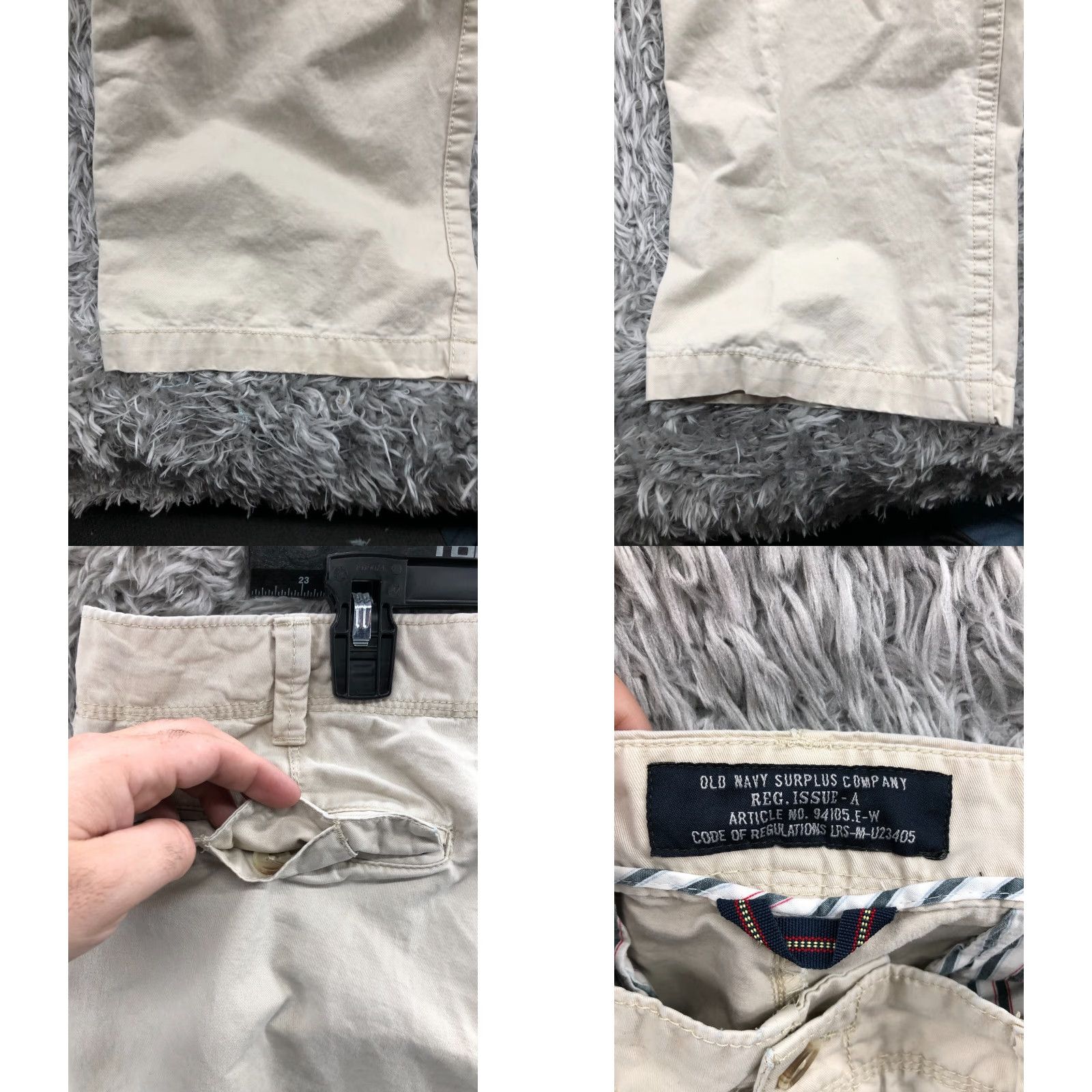 Old Navy Old Navy Chino Pants Mens 38x34 Beige Regular 5-Pocket Logo Zip Button Flat Front Knit Blend Cotton Polyester Slim Skinny Men Holiday 90s? Size US 38 / EU 54 - 8 Thumbnail