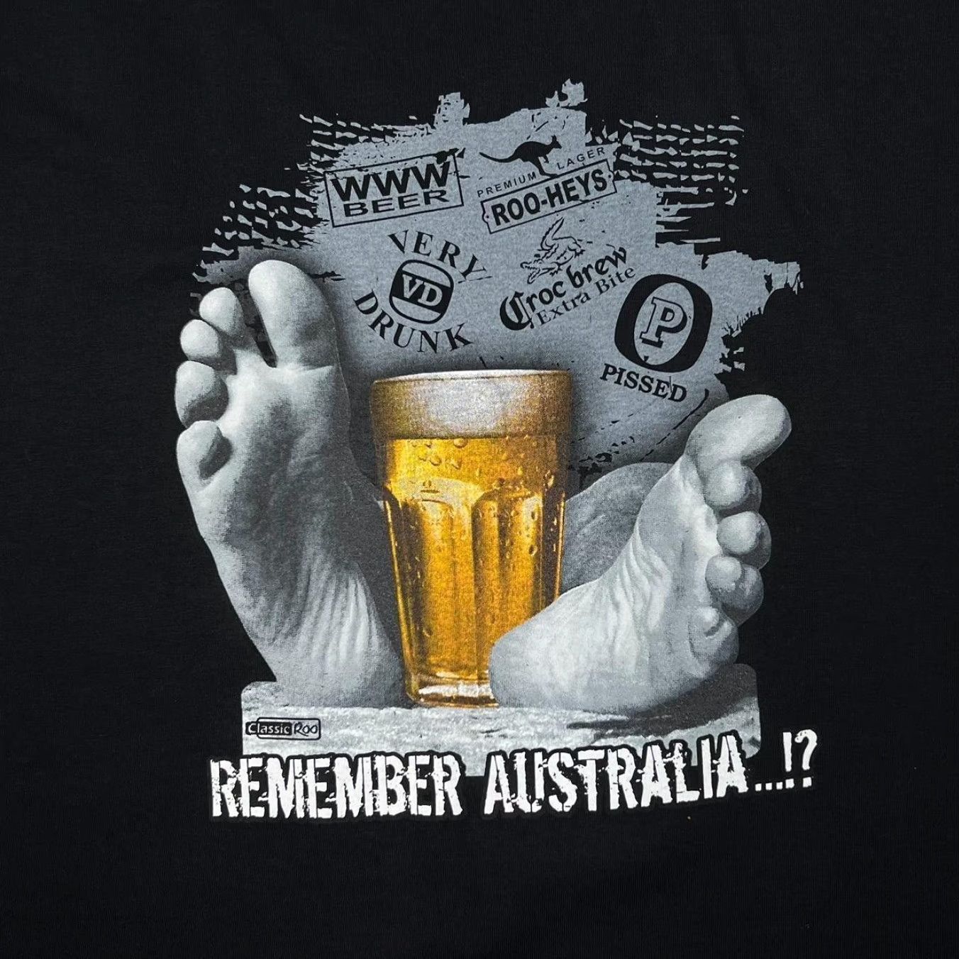 Vintage VINTAGE Early 00’s Remember Australia Beer Novelty Souvenir Graphic Black T-Shirt XL Mens Short Sleeve Cotton Tee Size US XL / EU 56 / 4 - 5 Thumbnail