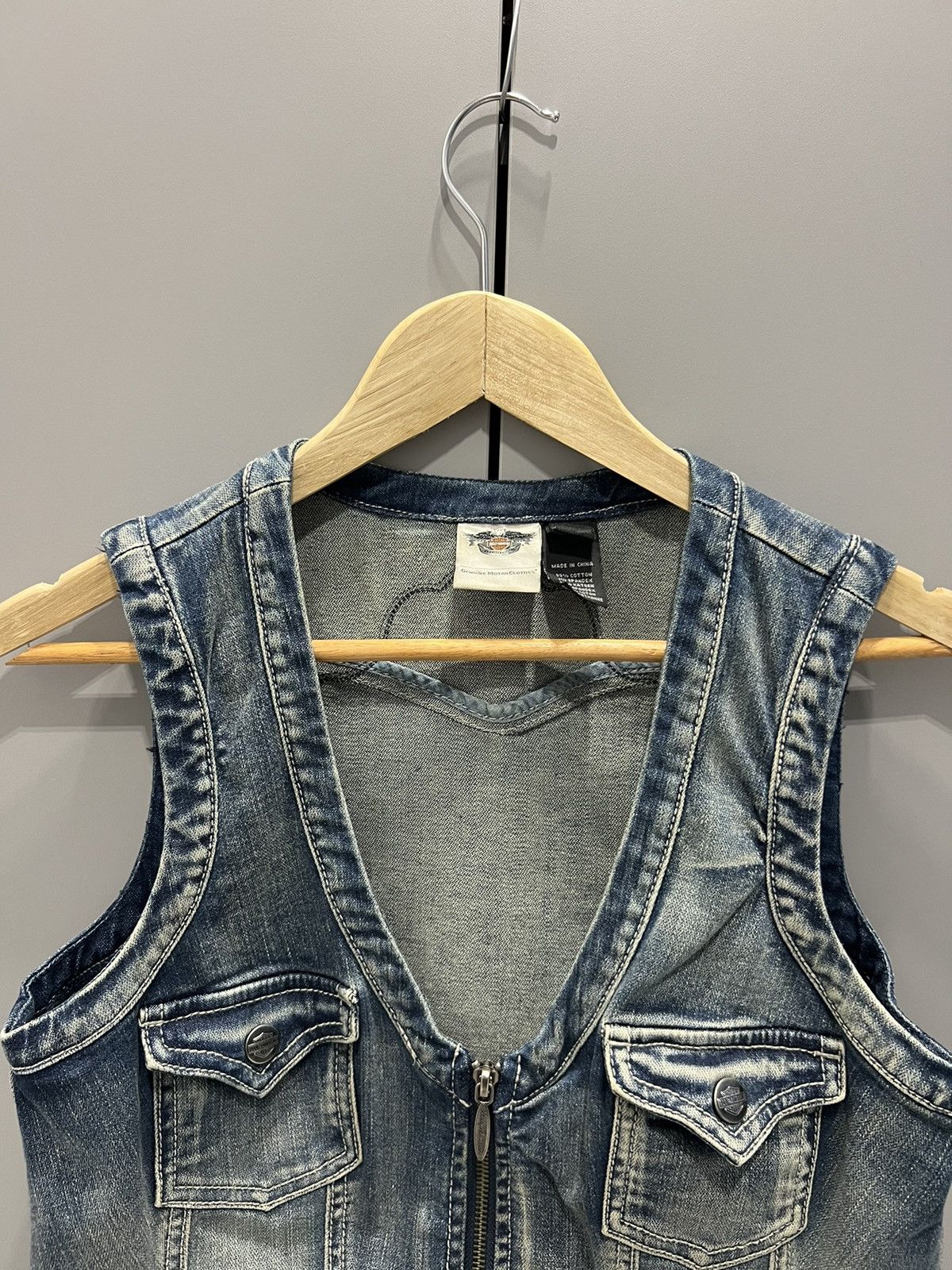 Harley Davidson Y2K Harley Davidson Vest Women's Embellished Denim Grunge Size M / US 6-8 / IT 42-44 - 7 Thumbnail