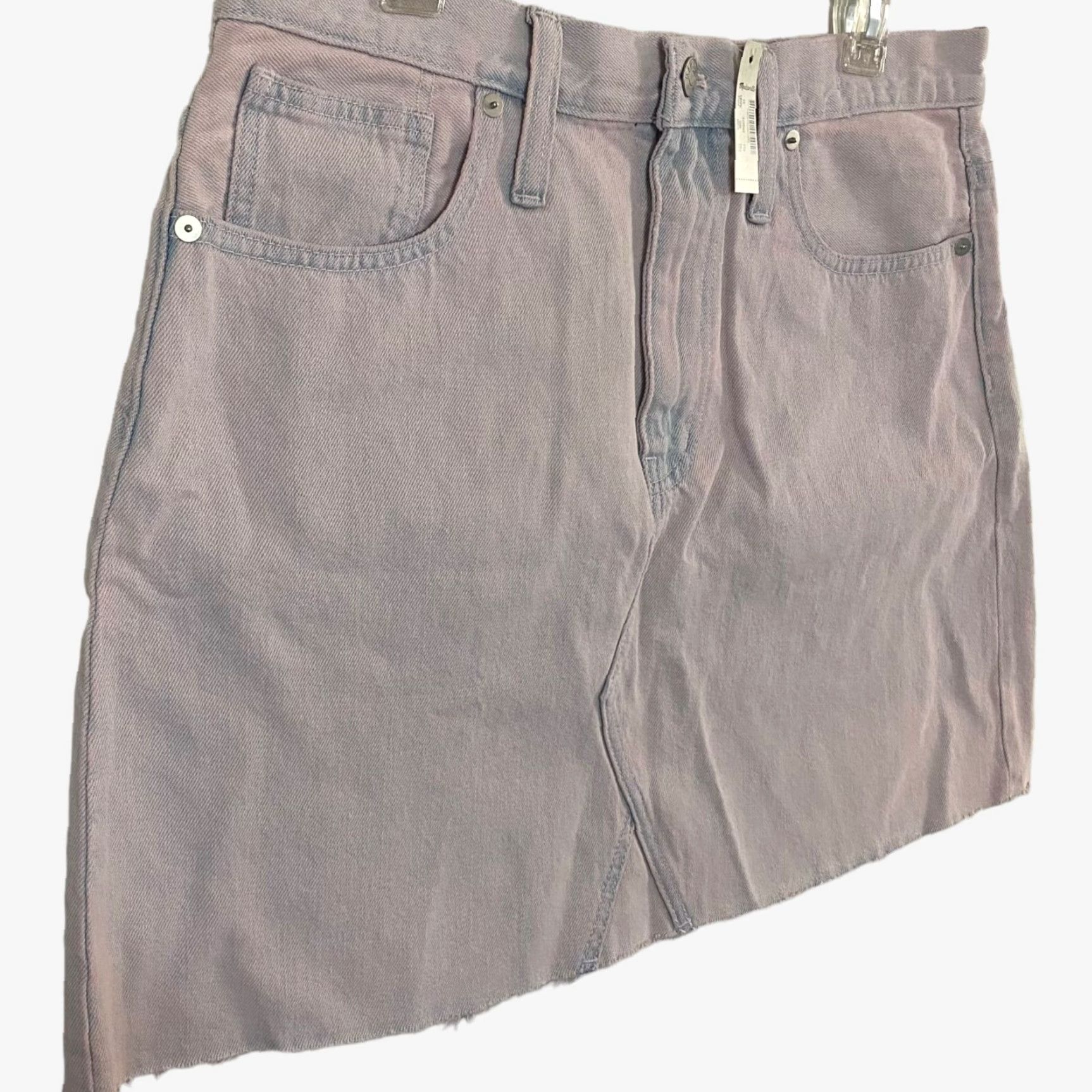 Madewell Madewell Rigid Denim A-Line Mini Skirt Size 31 Pink Raw Hem Overdyed Edition New Size 24" / US 00 / IT 34 - 3 Thumbnail