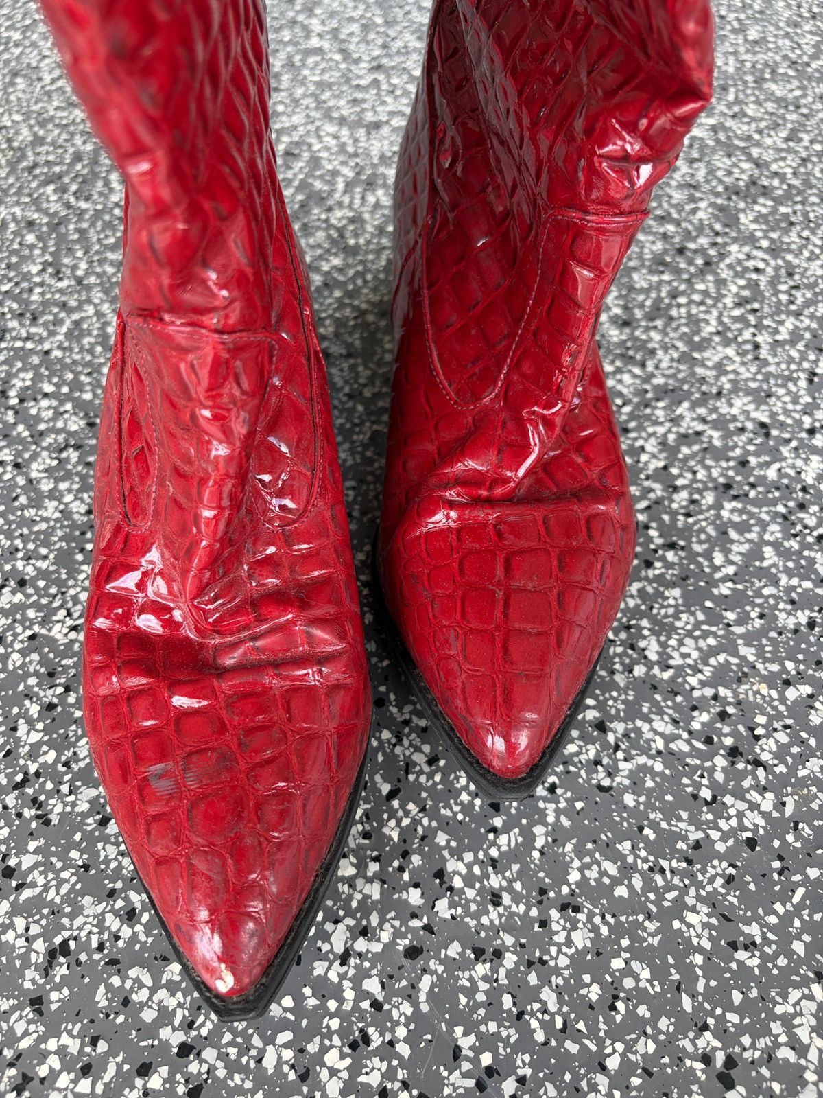 Other Faux Croc Knee High Cowboy Boots Size US 6.5 / IT 36.5 - 5 Thumbnail