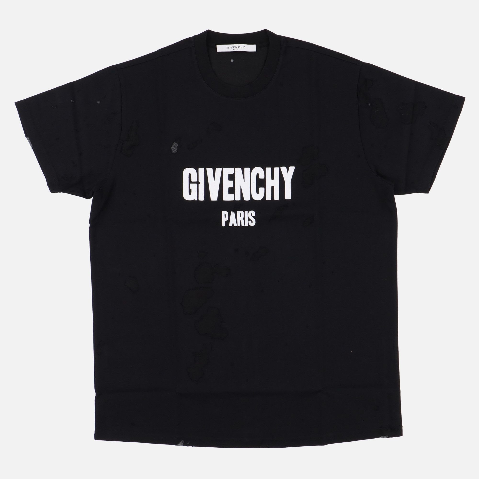 Givenchy Black Destroyed Logo Oversized T-Shirt Size US L / EU 52-54 / 3 - 1 Thumbnail