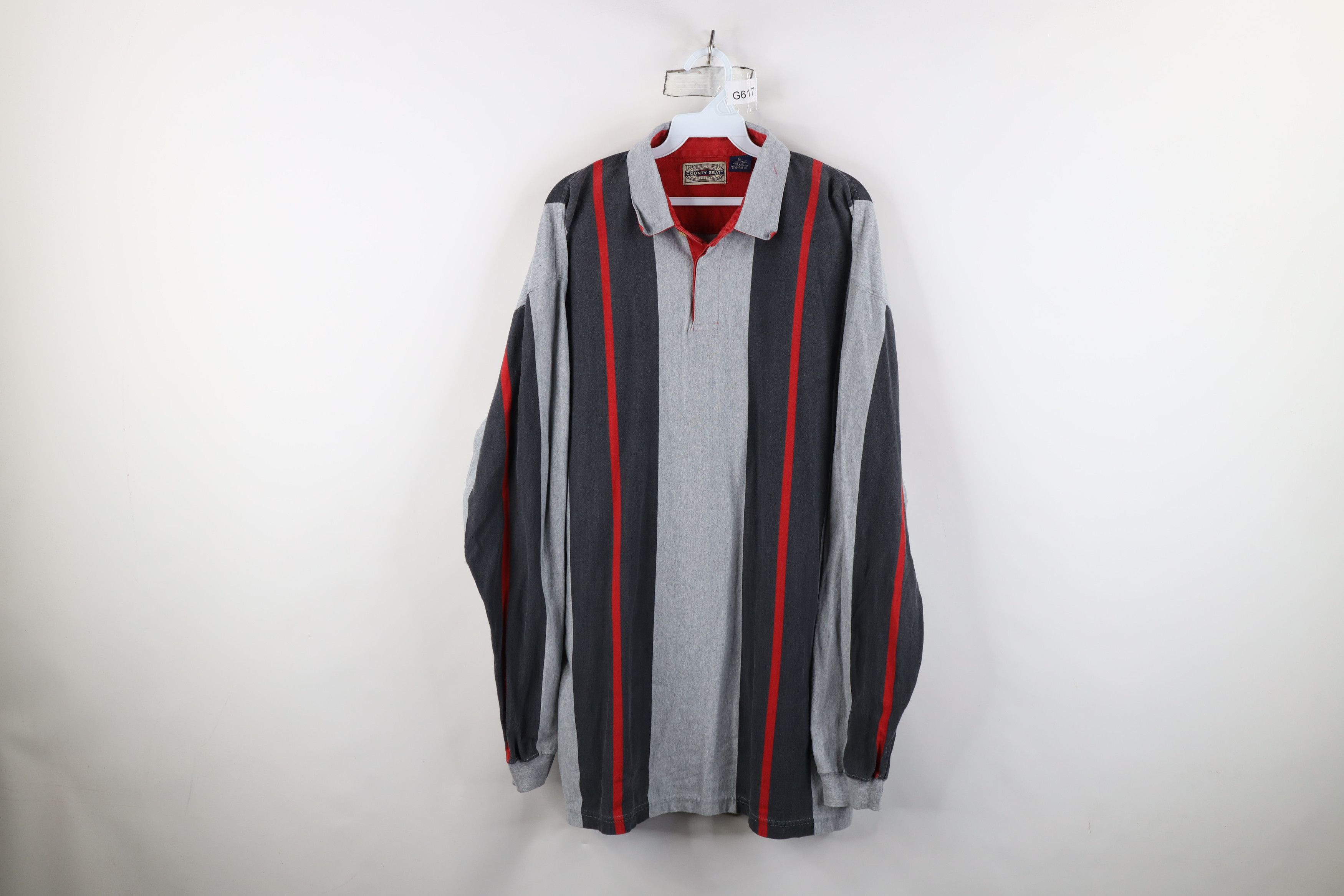 Vintage Vintage 90s Streetwear Long Sleeve Rugby Polo Shirt Gray Size US XL / EU 56 / 4 - 1 Thumbnail
