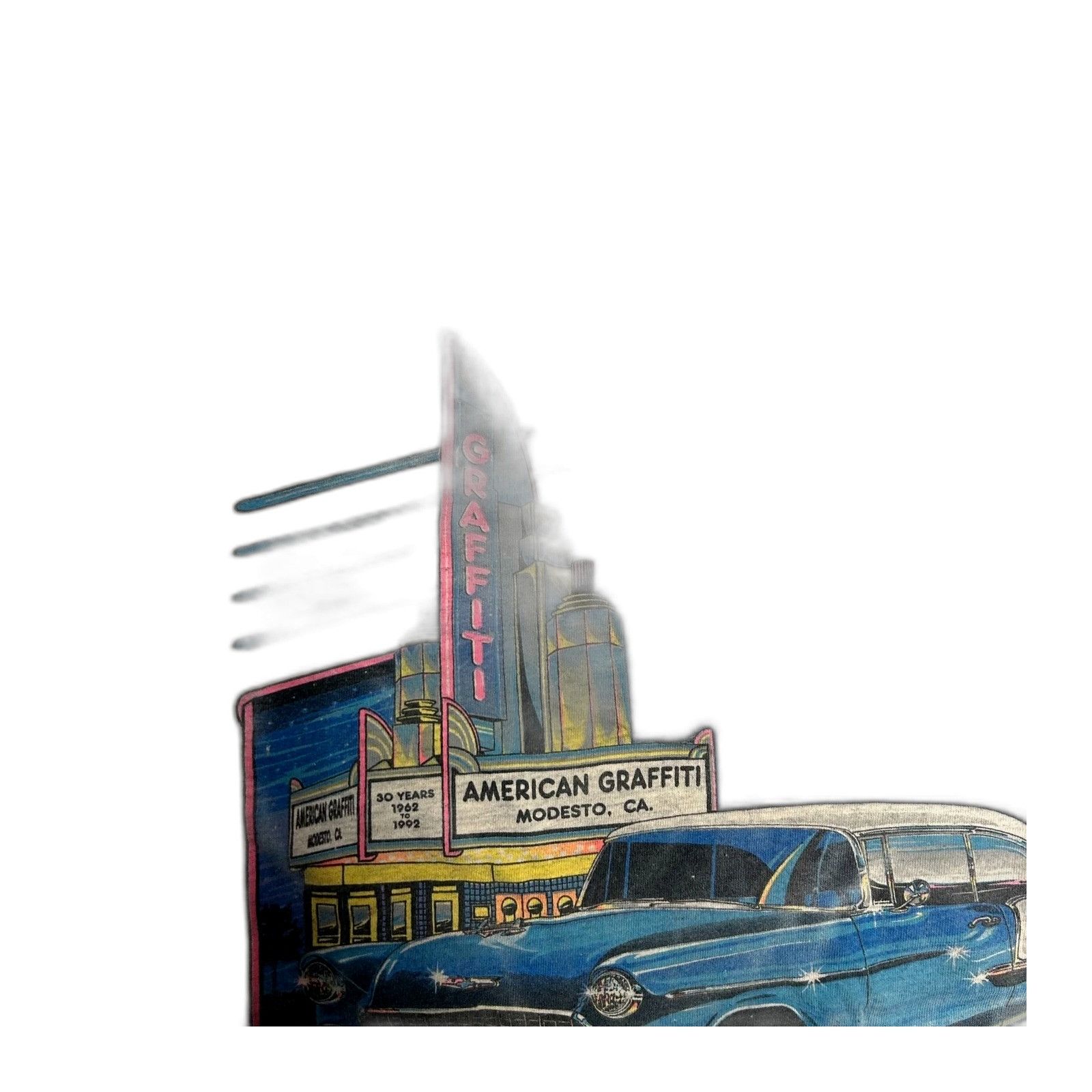 Gildan Vintage 80'S American Graffiti White Shirt Classic Car Xl Size US XL / EU 56 / 4 - 3 Thumbnail