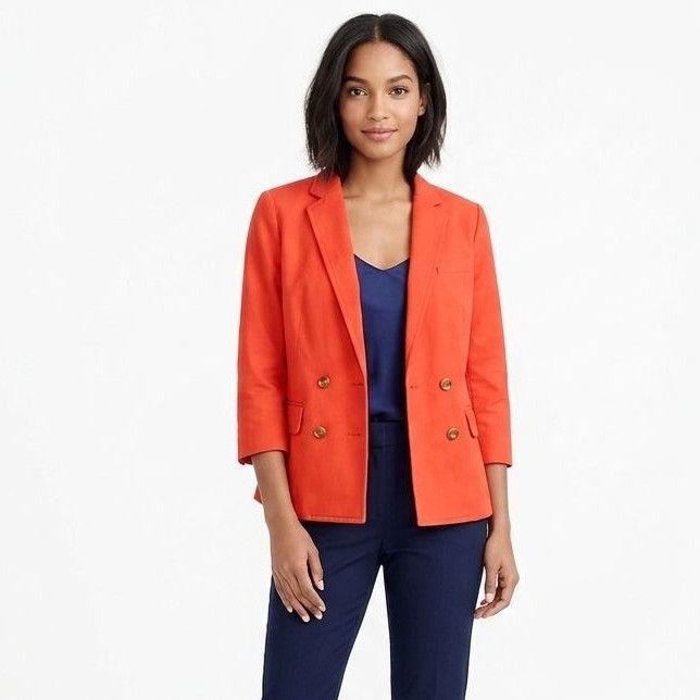 J.Crew J Crew Orange Double Breasted Knit Blazer Women Size S Size S / US 4 / IT 40 - 1 Thumbnail