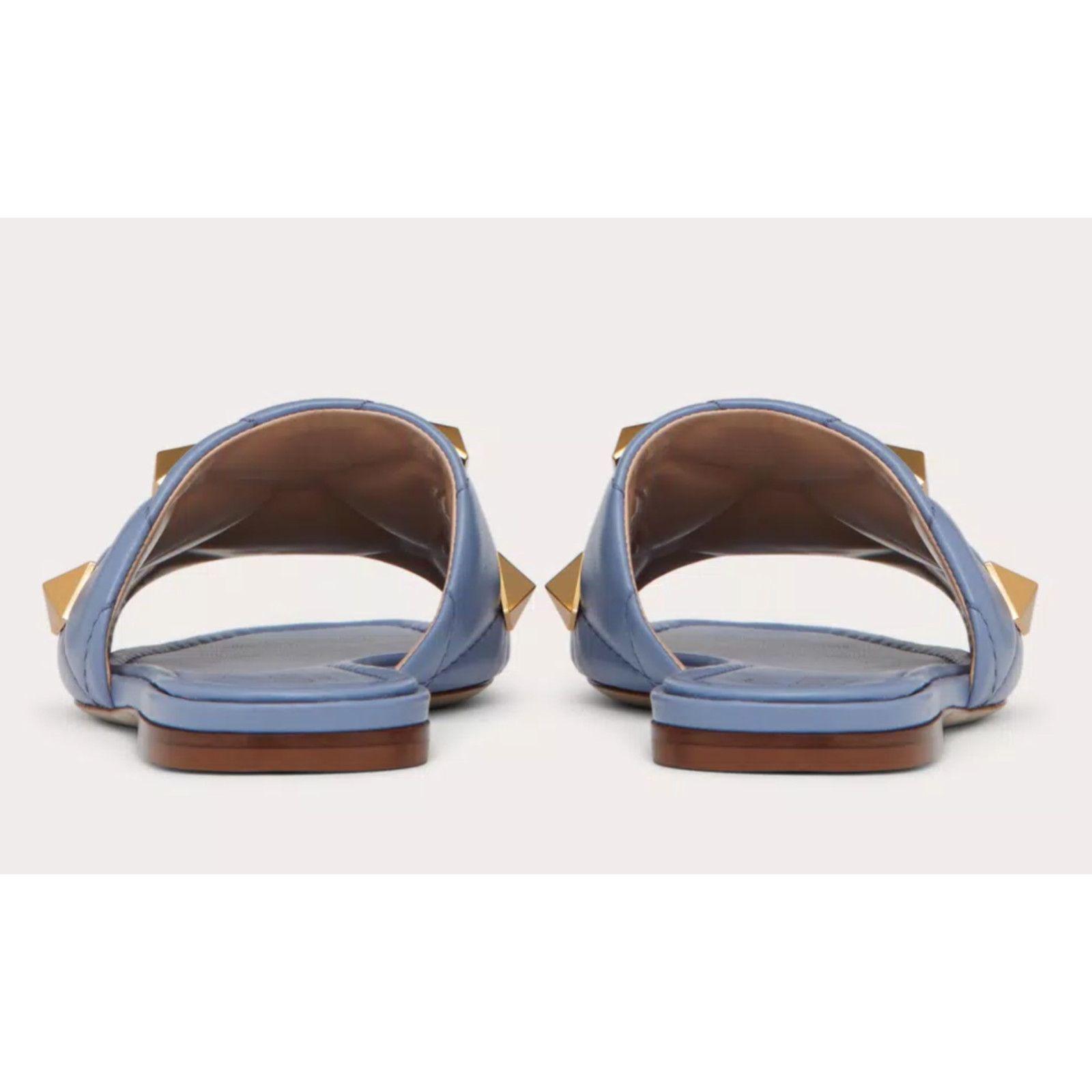 Valentino Valentino Rockstud Roman Stud Blue Leather Gold Quilted Size US 9 / IT 39 - 10 Thumbnail