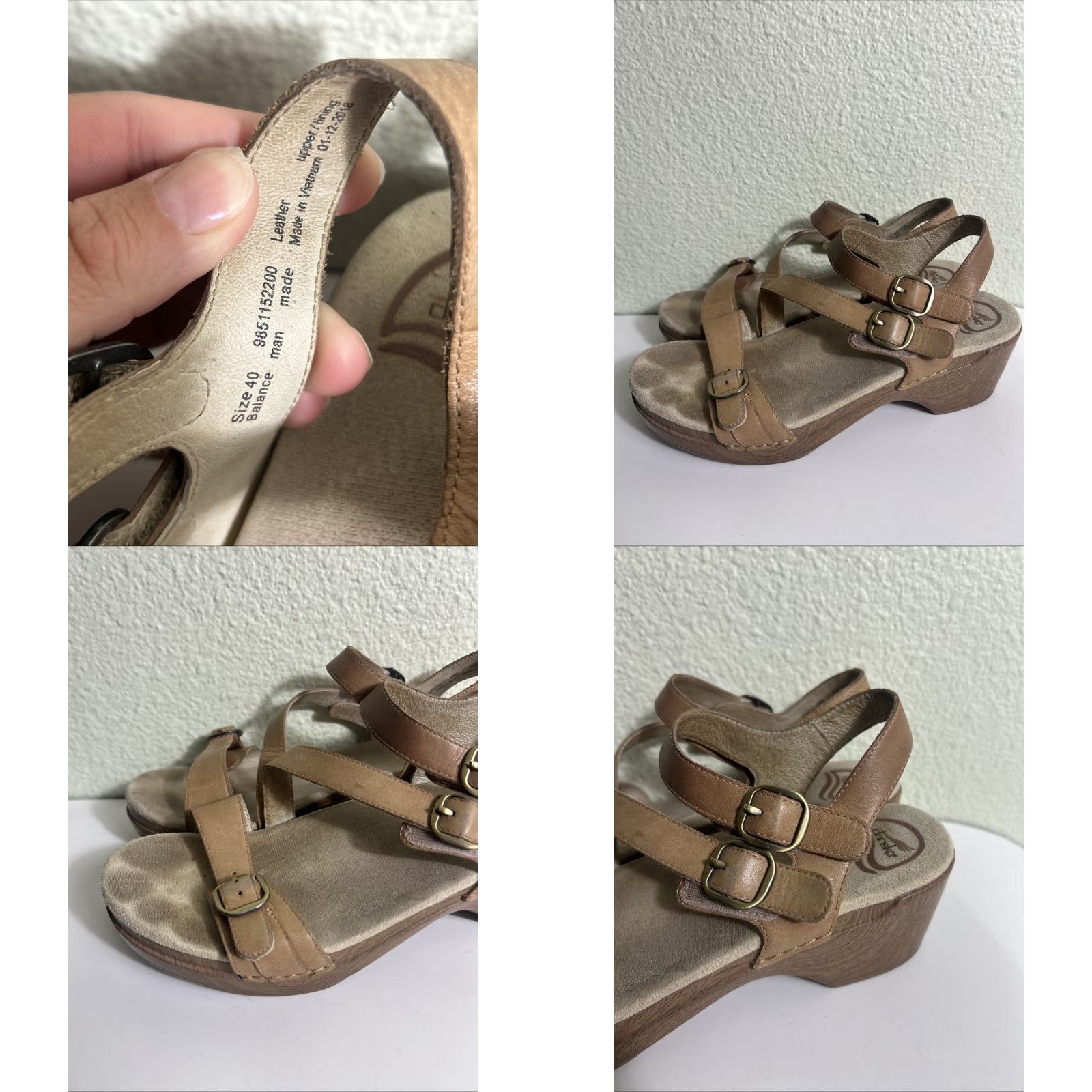 Dansko Dansko Sandal Women Sacha Tan Burnished Leather US 10 EU 40 Strappy Buckle Wedge Arch Support Comfort Slide Size US 10 / IT 40 - 8 Thumbnail